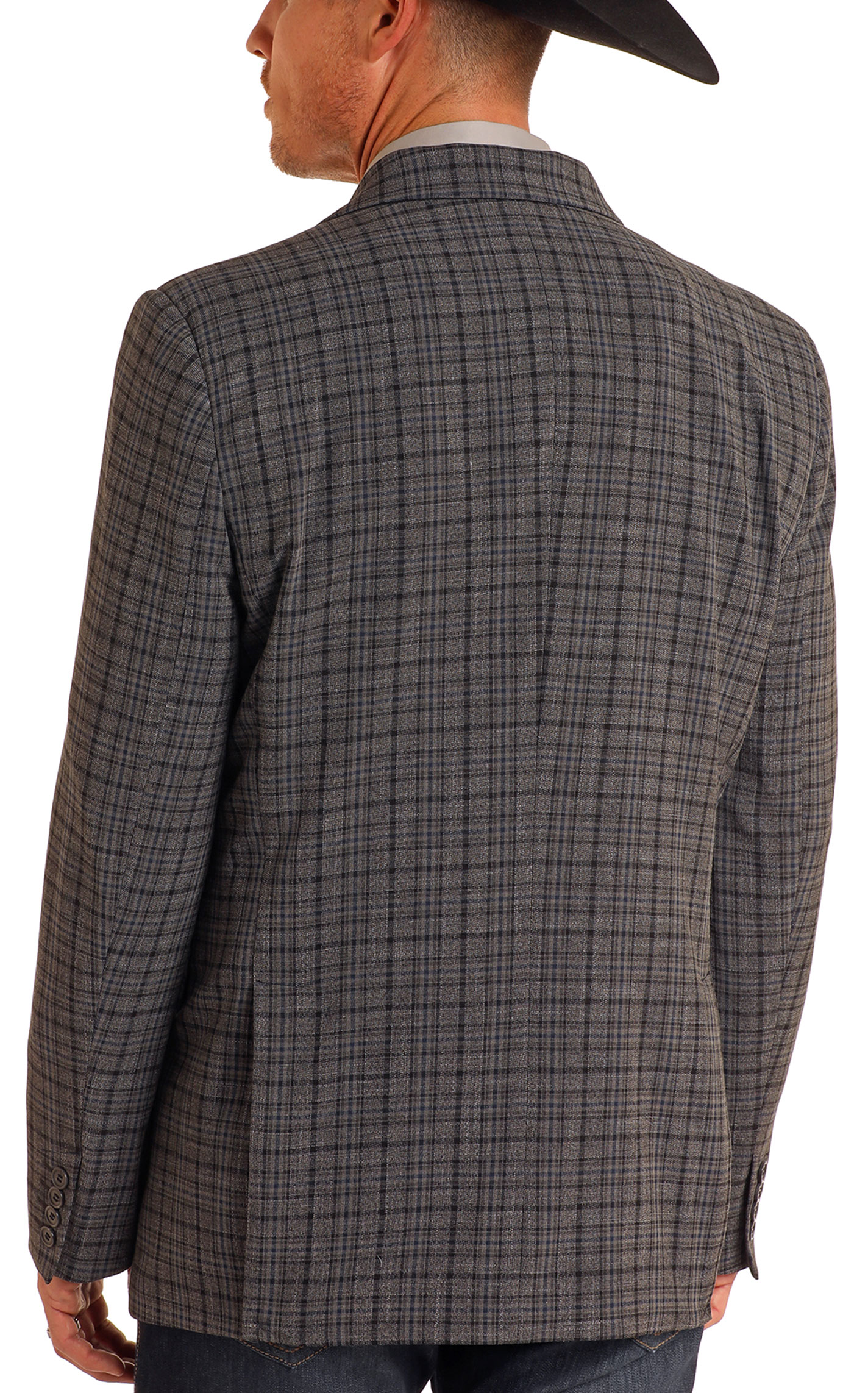 Rock & Roll Denim Men's Gray & Black Plaid Sports Coat - Image 1
