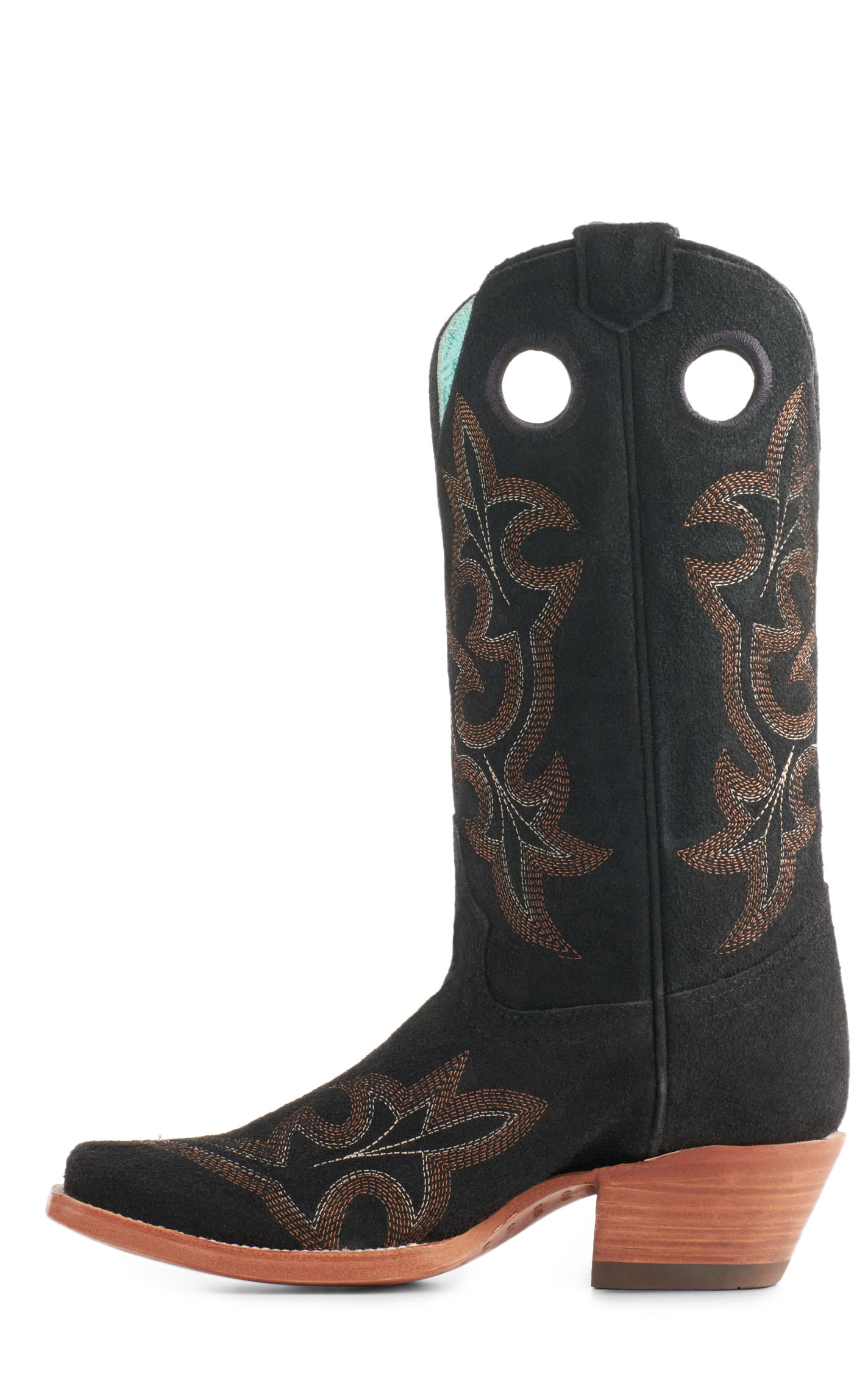 Corral Women's Black Suede with Embroidery Square Toe Cowboy Boots - Image 1