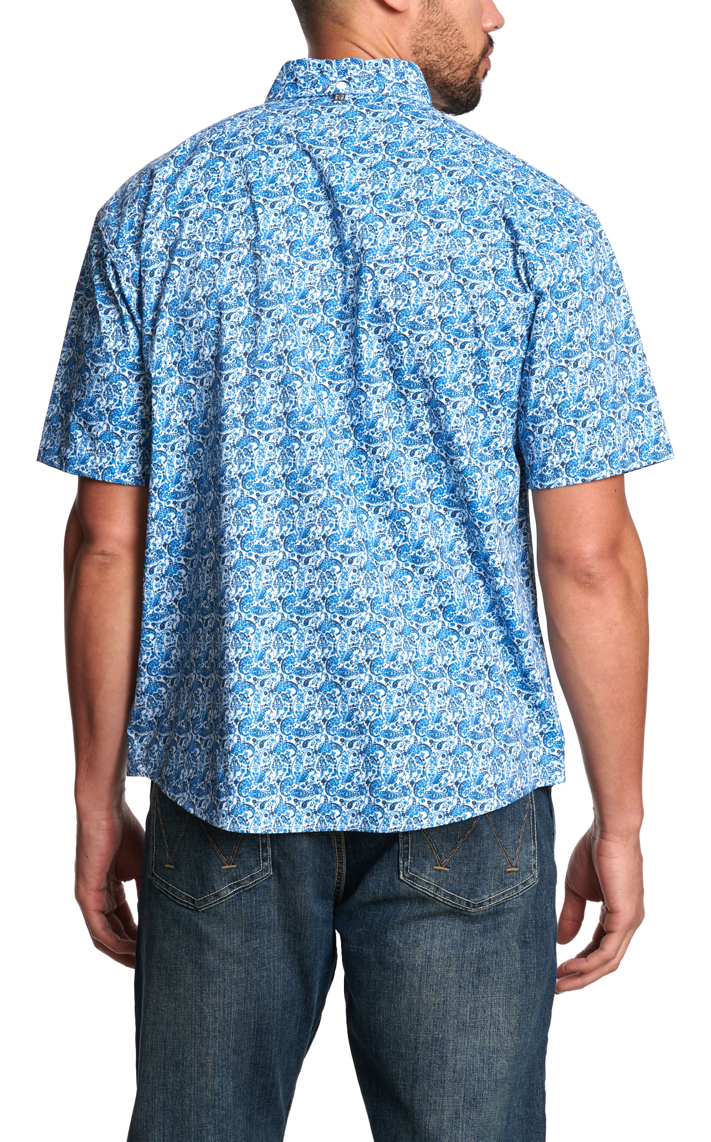 Rafter C Men's Bright Blue Paisley Western Shirt - Image 1