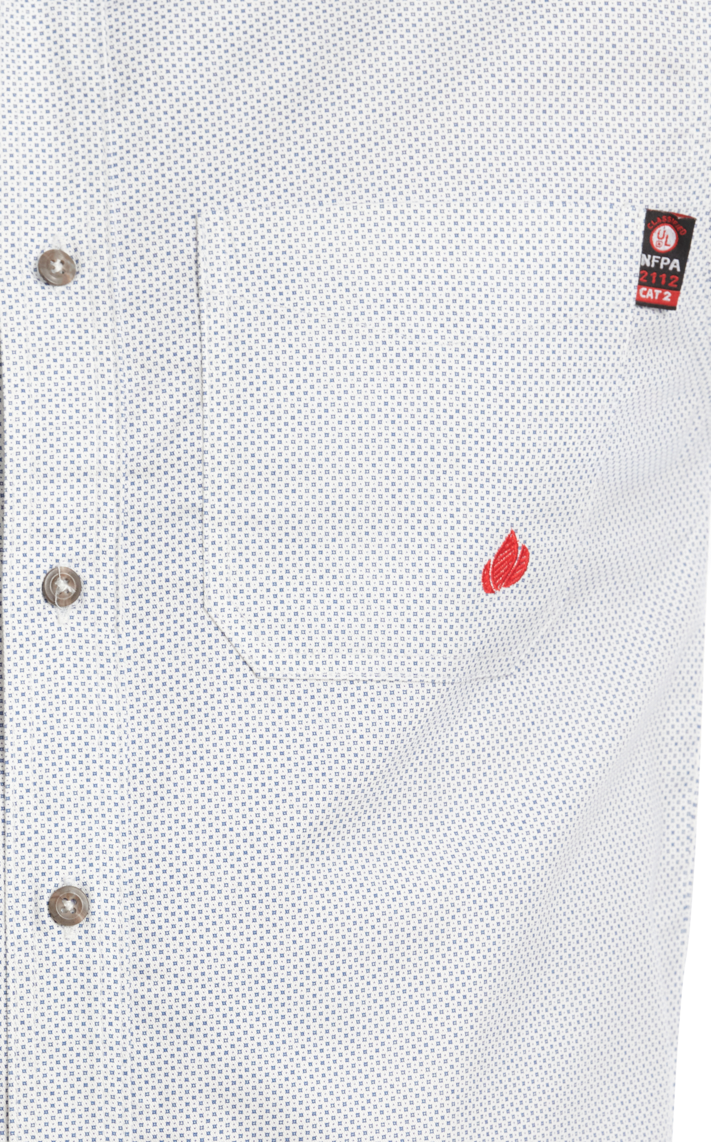 Forge Men's White & Denim Blue  Geo Print Long Sleeve FR Work Shirt - Image 1