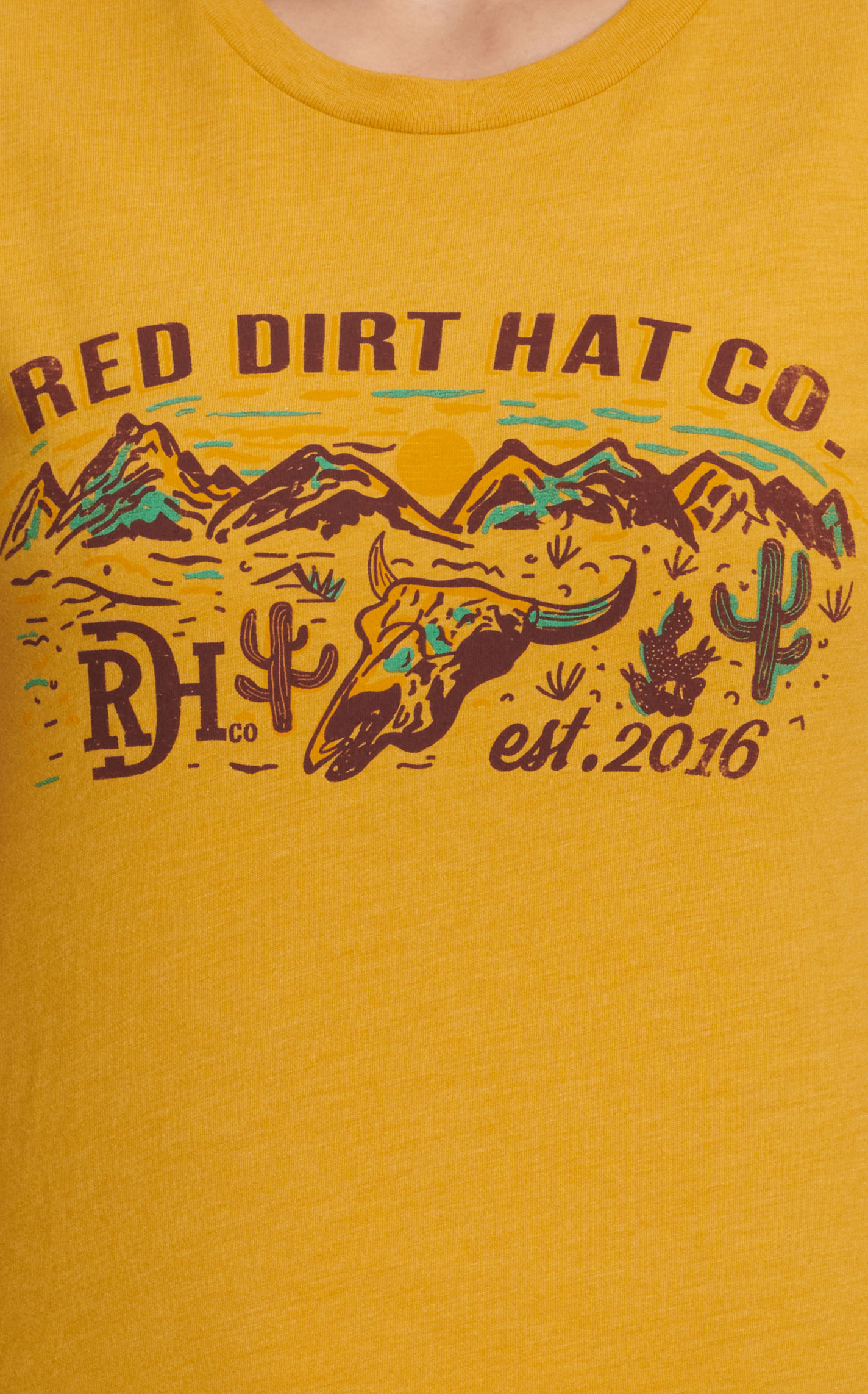 Red Dirt Hat Company Women's Honey Mustard & Desert Logo Graphic T-Shirt - Image 1