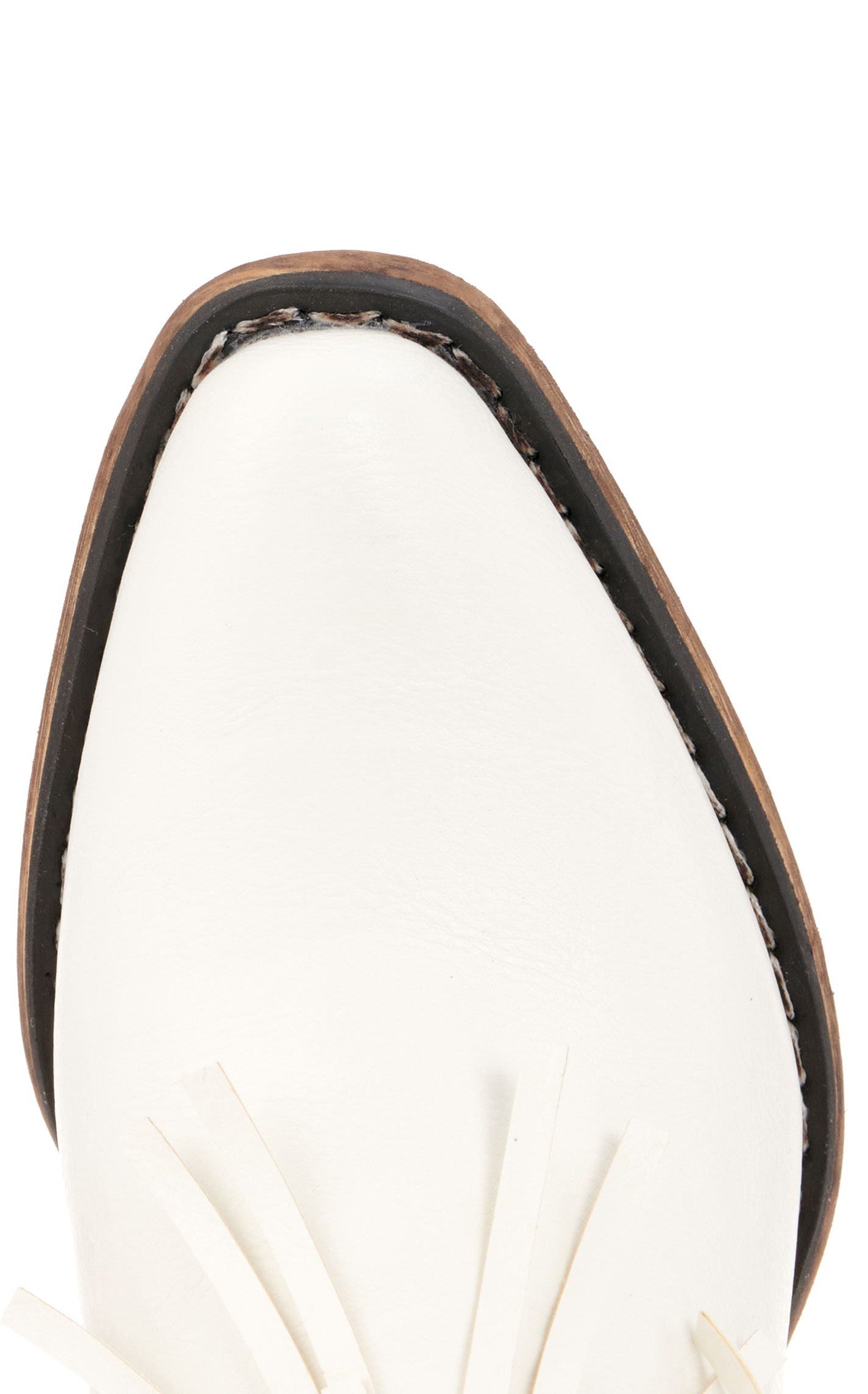 Roper Girls Rickrack White Faux Leather Fringe Snip Toe Cowboy Boots - Image 1