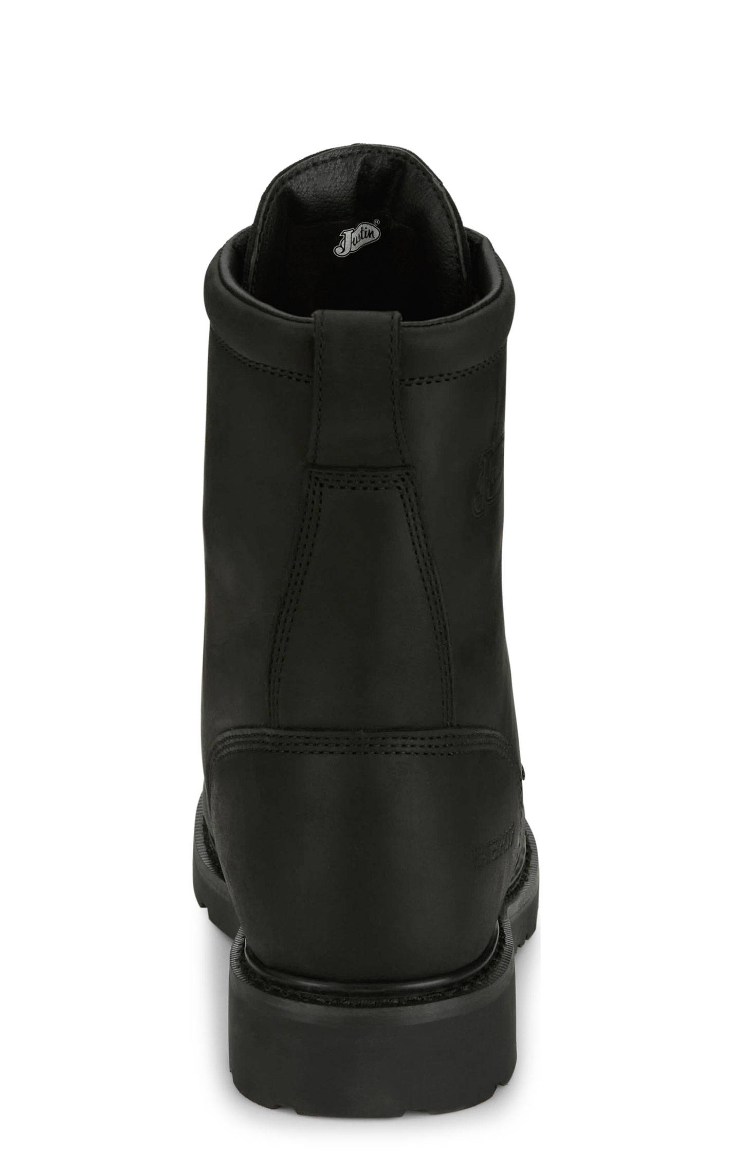 Justin Men's Black Lace-Up Waterproof Round Steel Toe Work Boots - Image 1