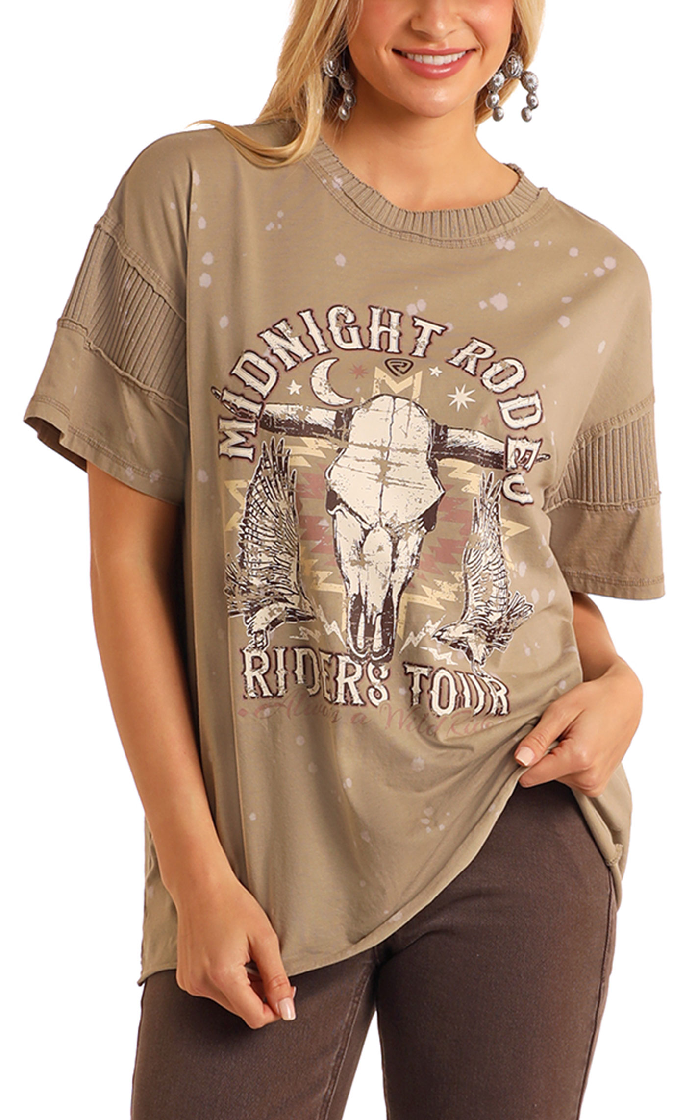 Rock & Roll Denim Women's Sweet Sage Midnight Rodeo Graphic T-Shirt - Image 1