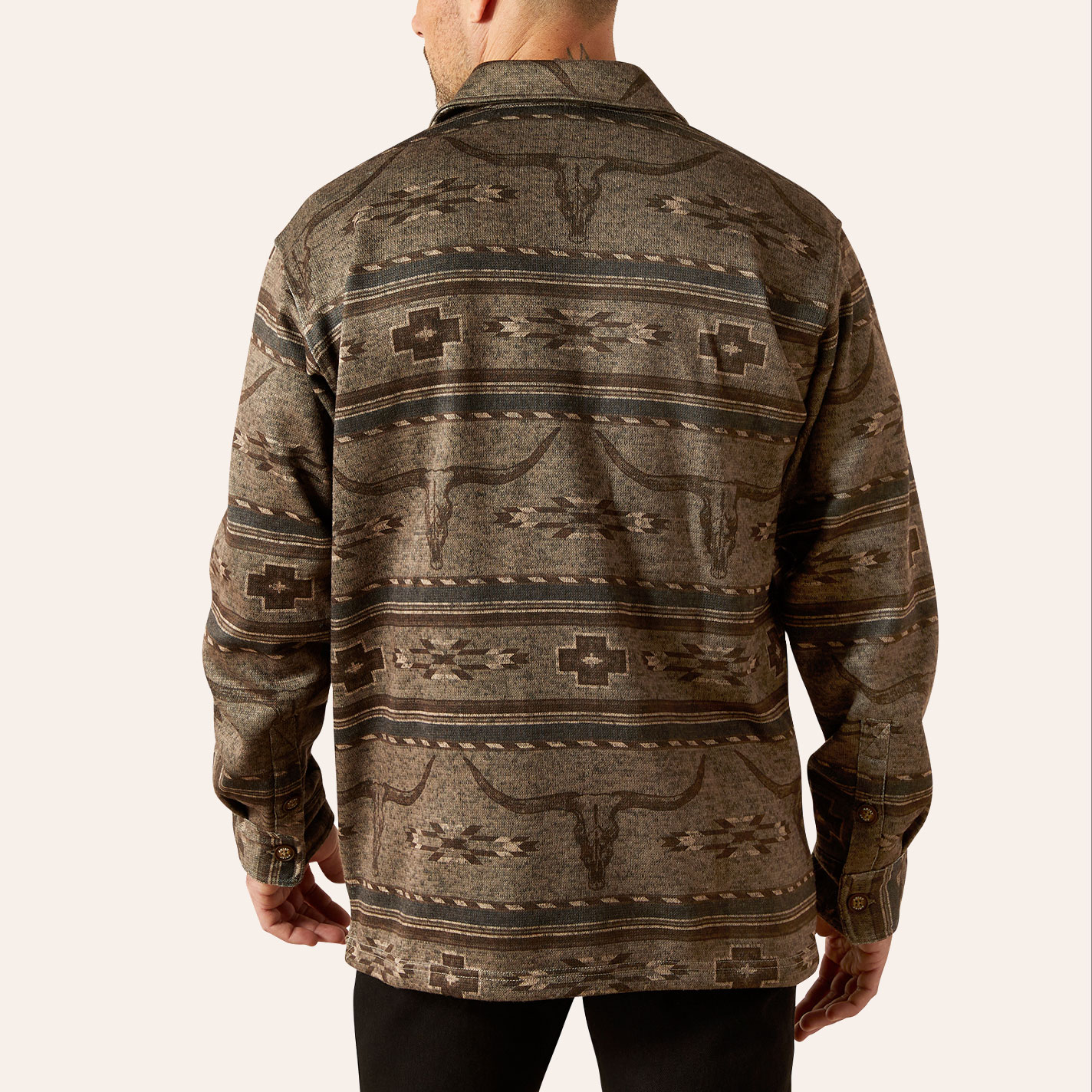 Ariat Men's Caldwell Beige Aztec Print Shirt Jacket - Image 1