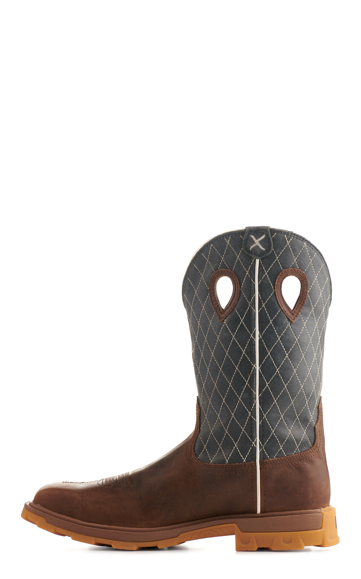 Twisted X Men's Brown and Dark Blue with Cross UltraLite X Wide Square Nano Composite Toe Work Boots - Image 1