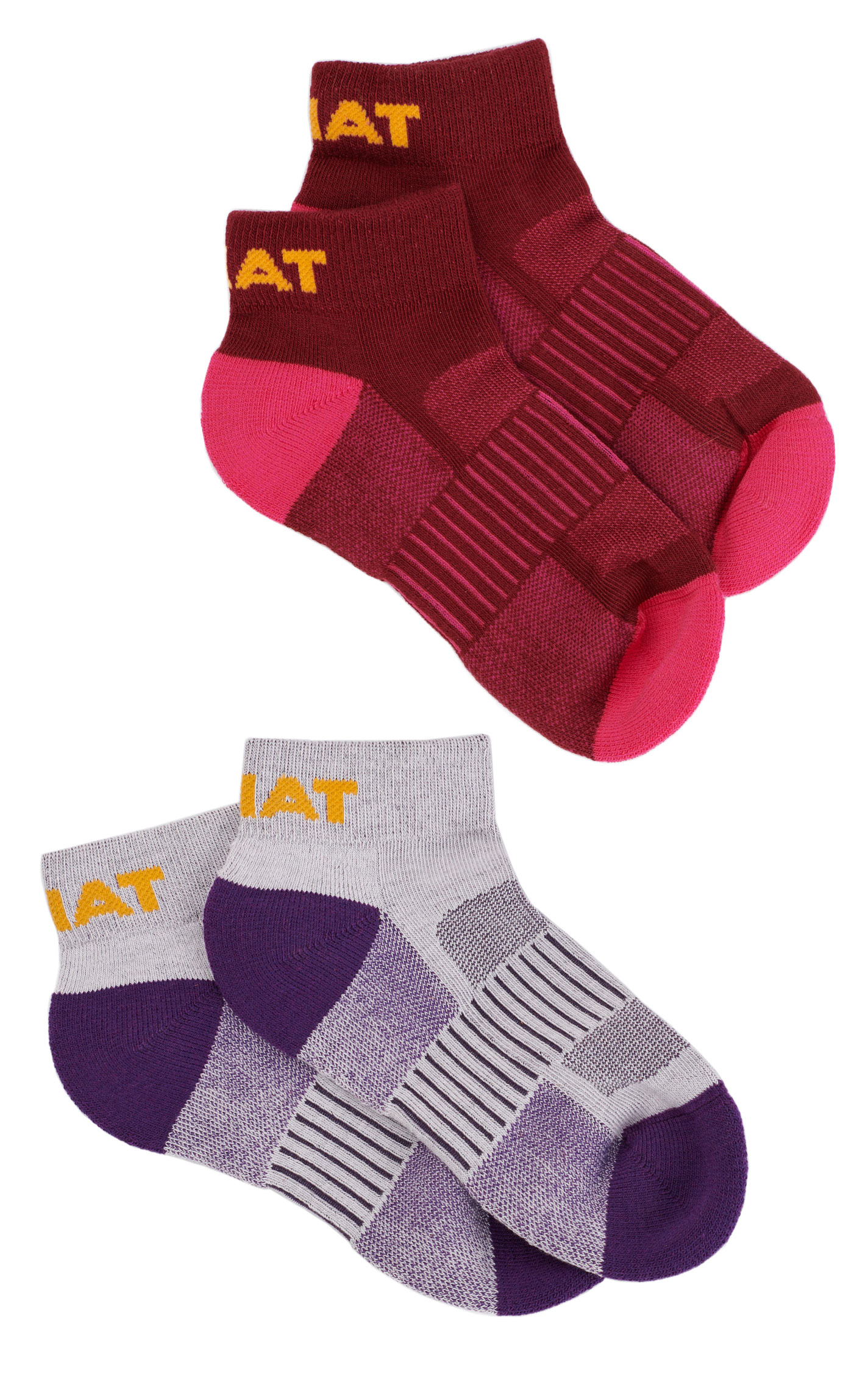 Ariat Women's AriatTEK Pink & Purple 2-Pack Performance Quarter Crew Socks - Image 1