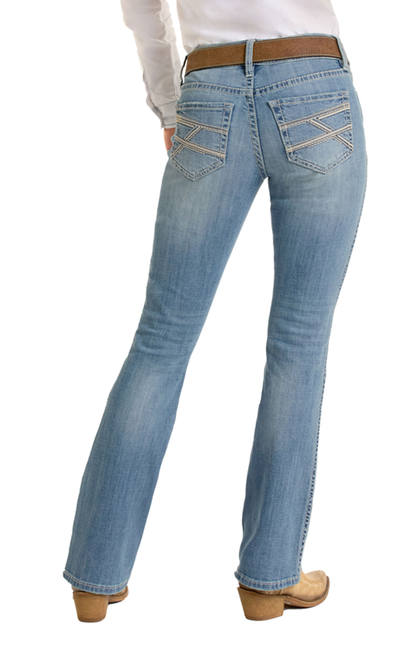 Rock & Roll Women's Criss Cross Embroidered Riding Jeans - Image 1