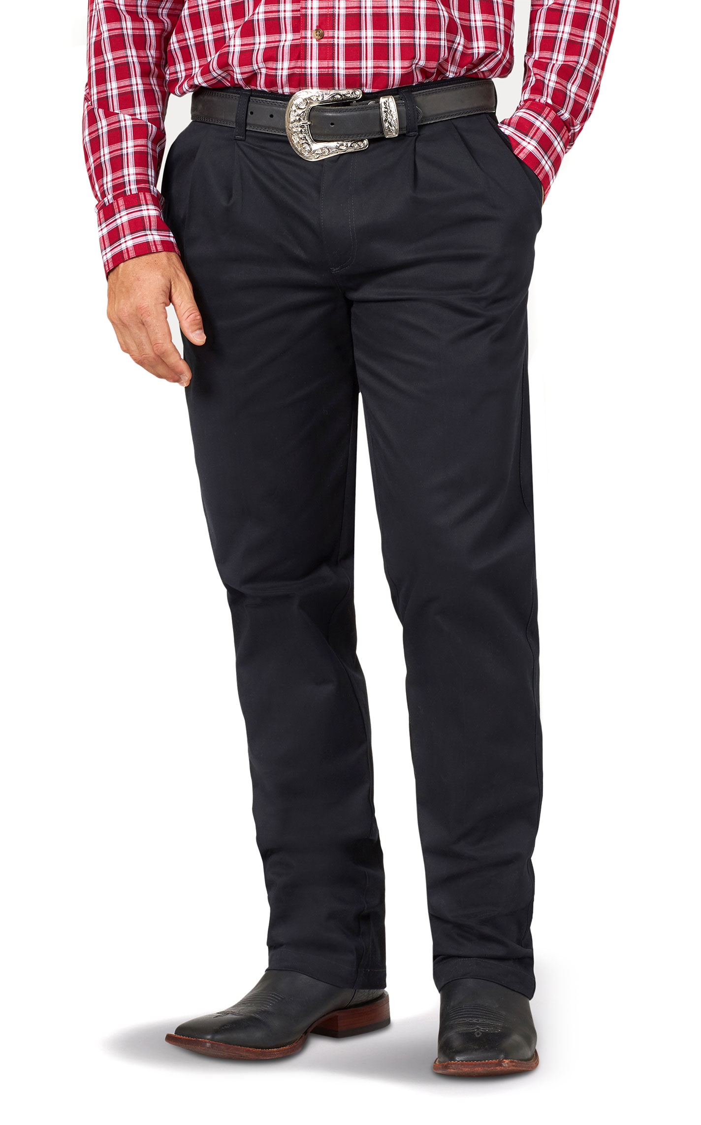 Wrangler Men's Black Pleated Front Relaxed Fit Wrinkle Resistant Casual Pants - Image 1