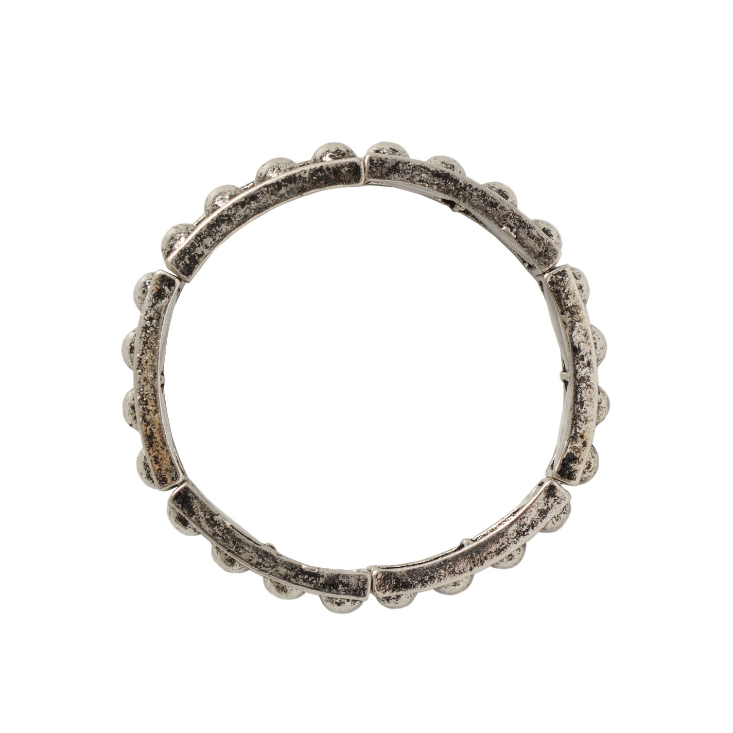 Rockin C Silver Thin Beaded Panel Stretch Bracelet - Image 1