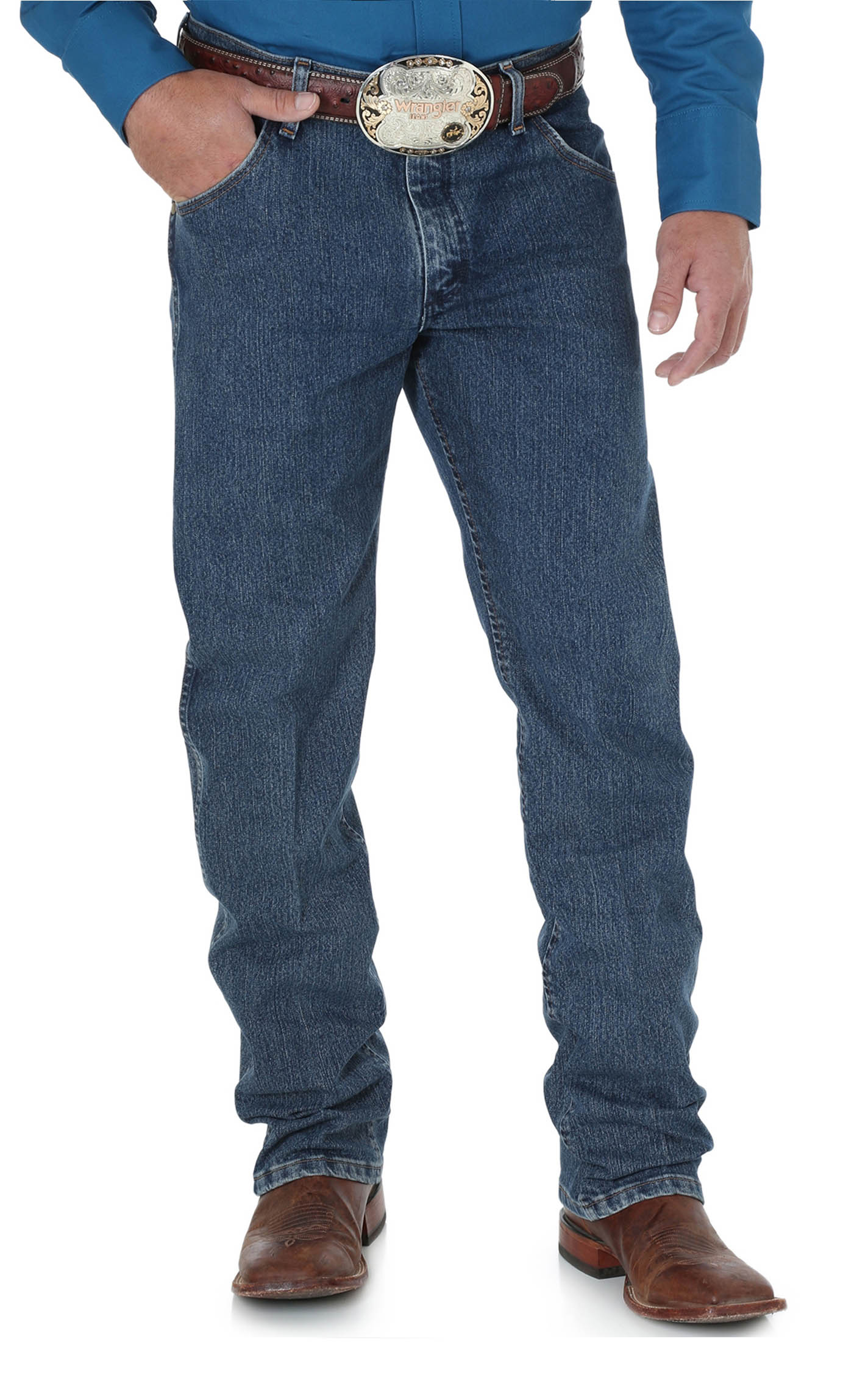 Wrangler Premium Performance Men's Mid Tint Stonewash Cowboy Cut Advanced Comfort Jeans - Big - Image 1