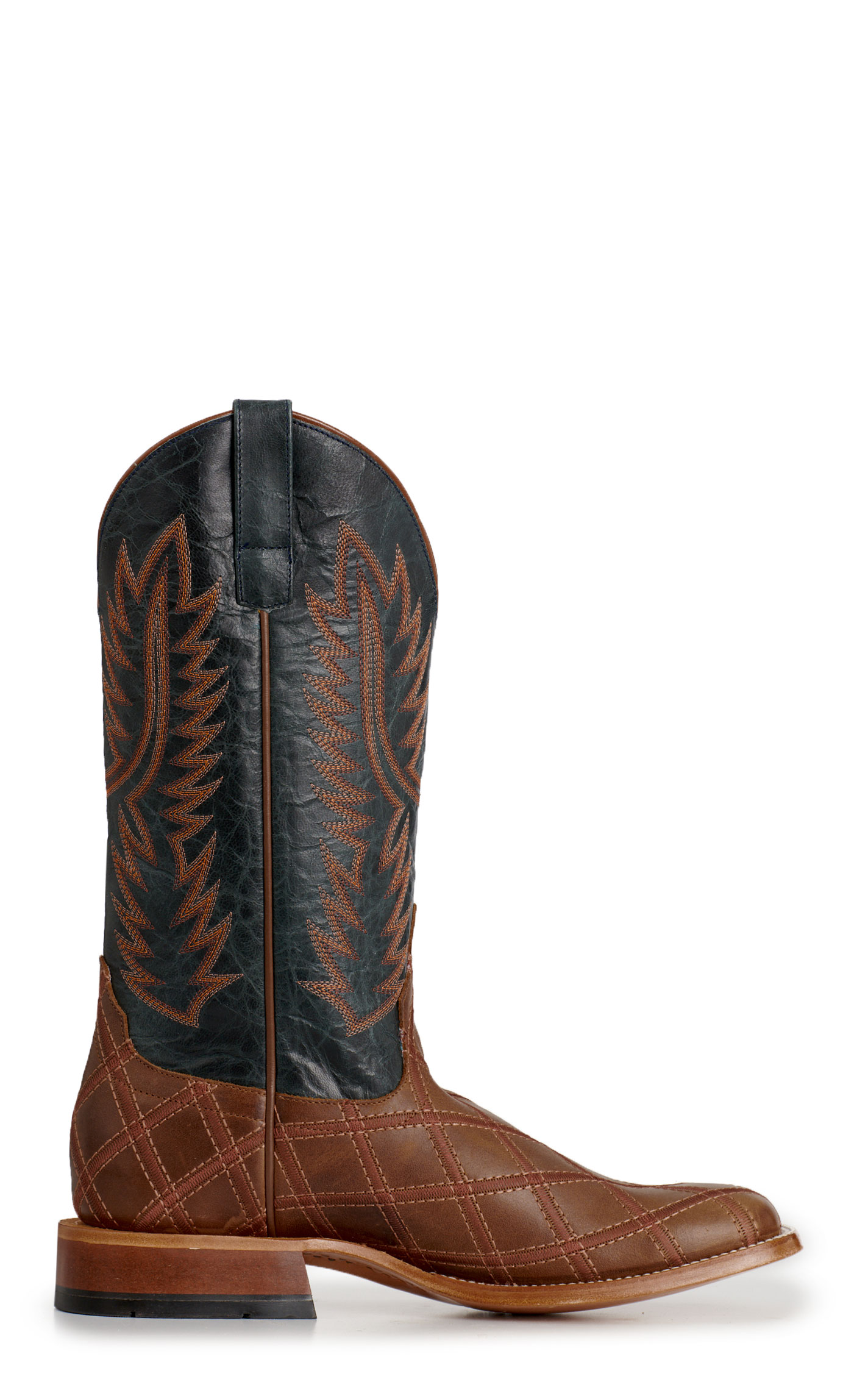 Anderson Bean Men's Horsepower Brown Patchwork & Navy Square Toe Cowboy Boots - Image 1