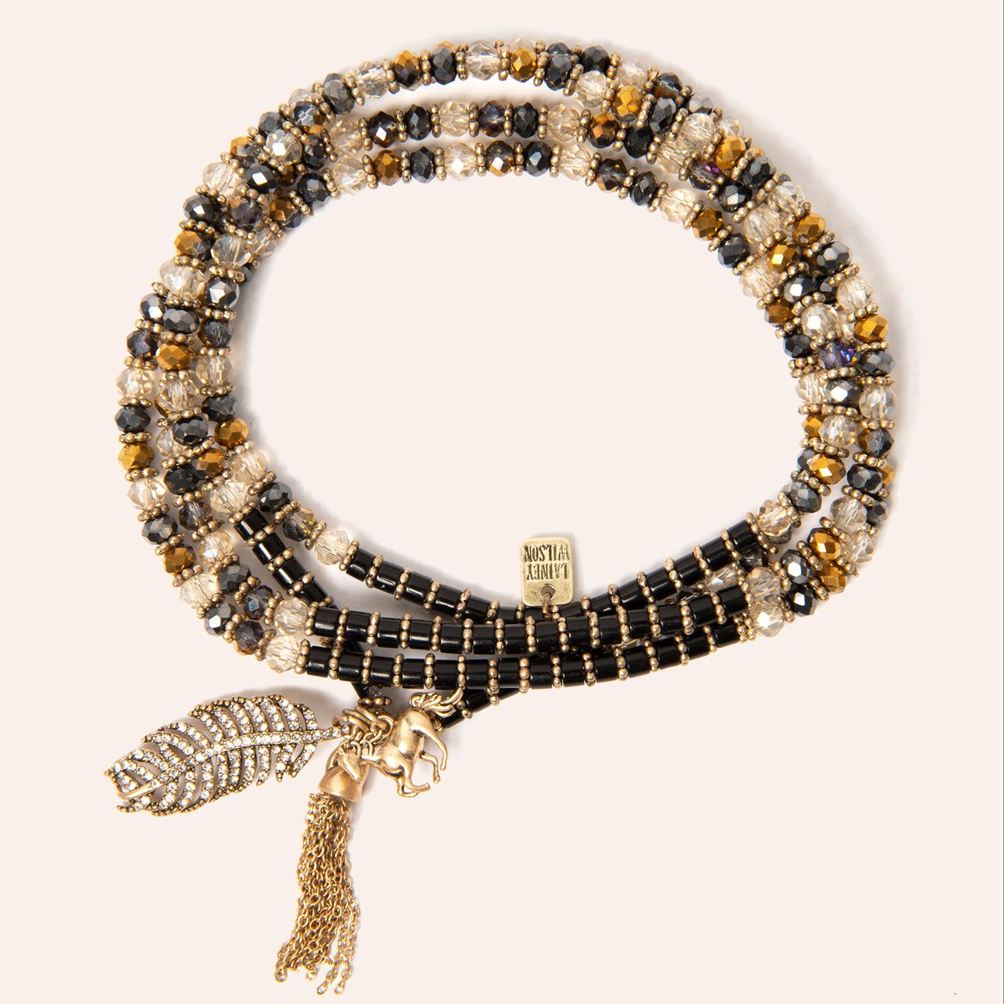 Lainey Wilson Gold & Jet Beaded Convertible Necklace Bracelet - Image 1