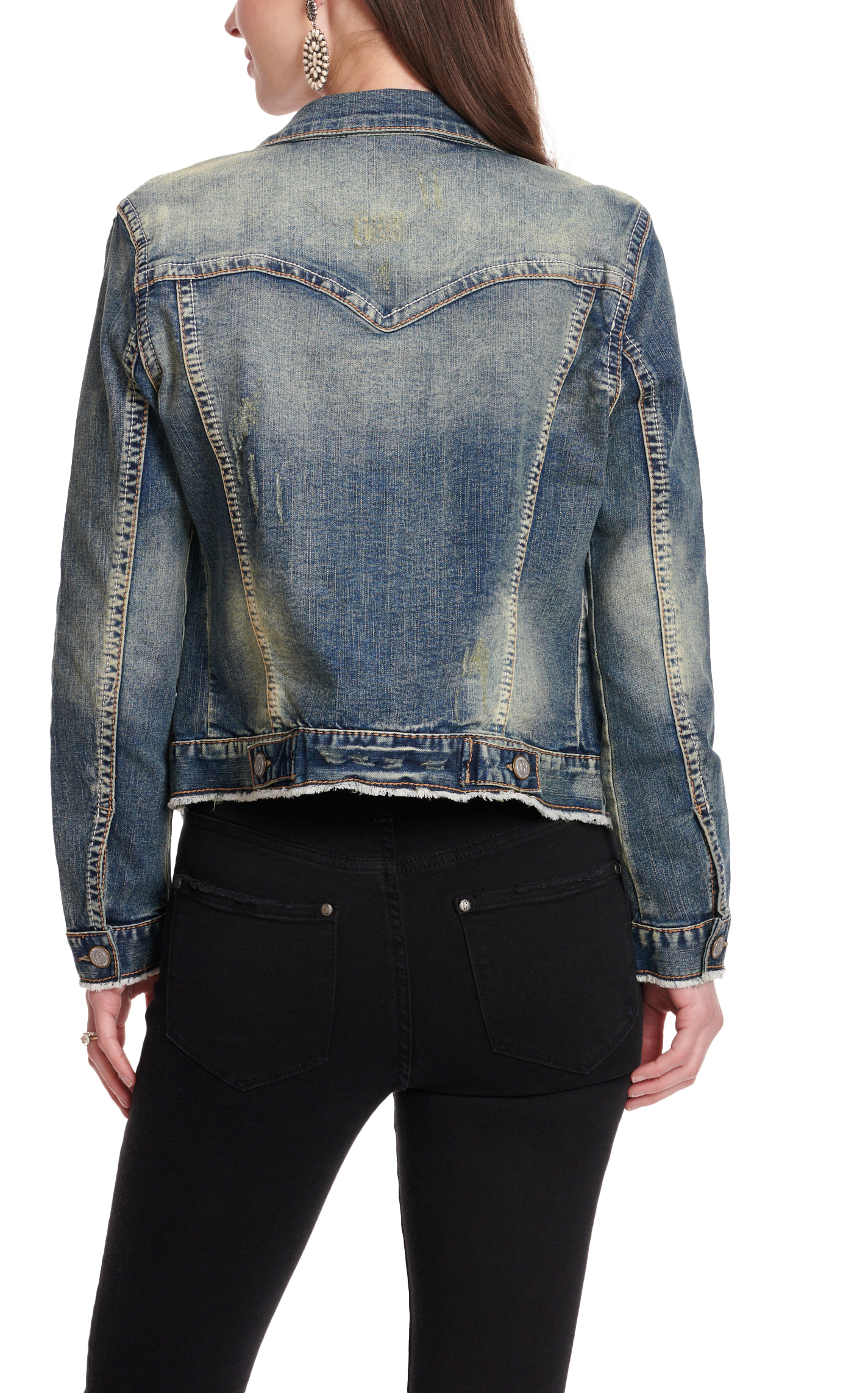 Rockin' C Women's Medium Wash with Frayed Edge Denim Jacket - Image 1