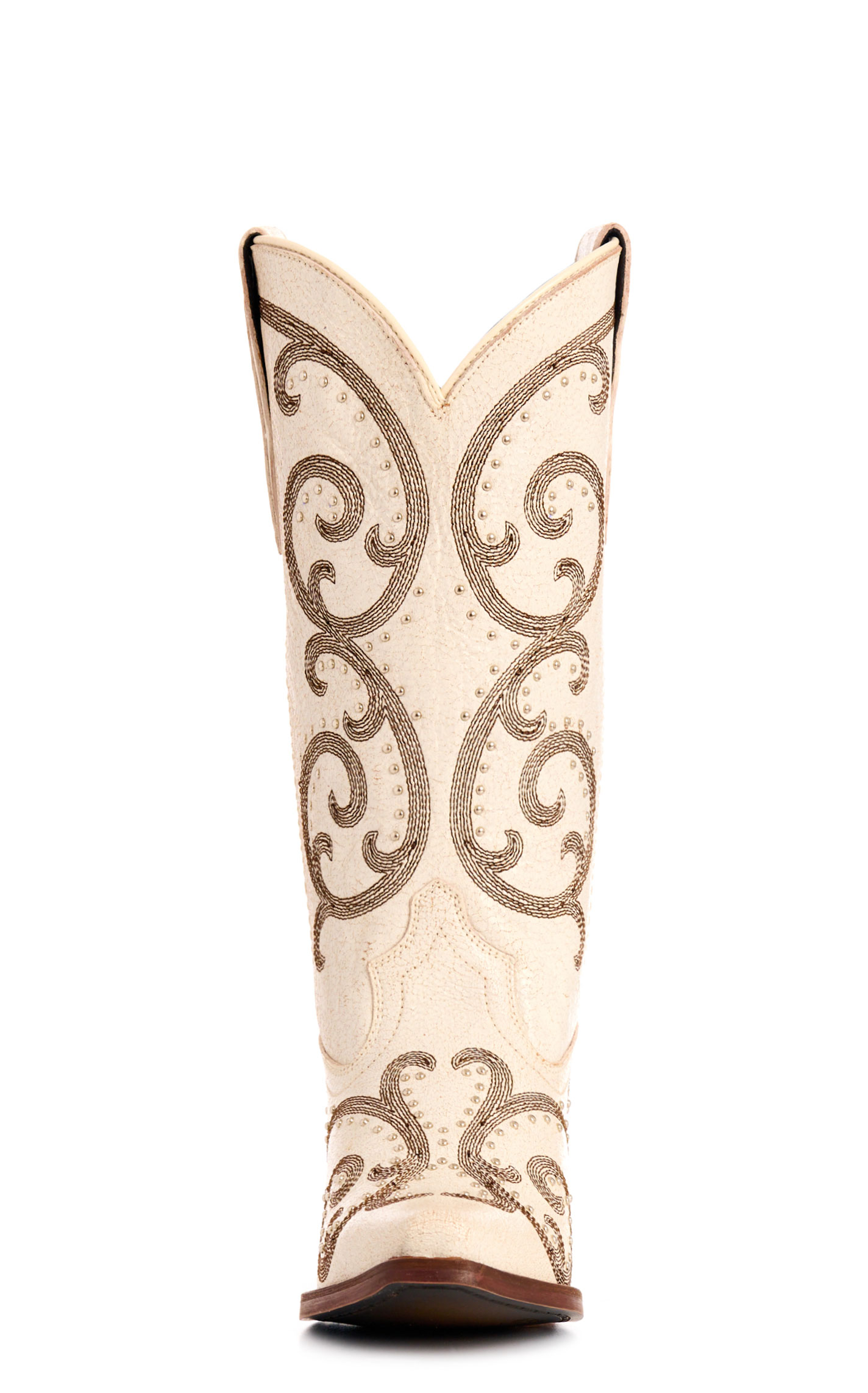 Rockin' C Women's White Crackle with Embroidery Snip Toe Cowboy Boots - Image 1
