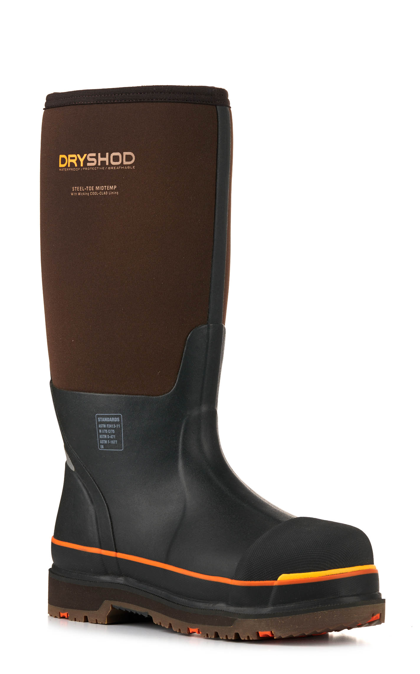 Dryshod Men's WIXIT Brown and Black Cool-Clad Waterproof Round Steel Toe Work Boots - Image 1