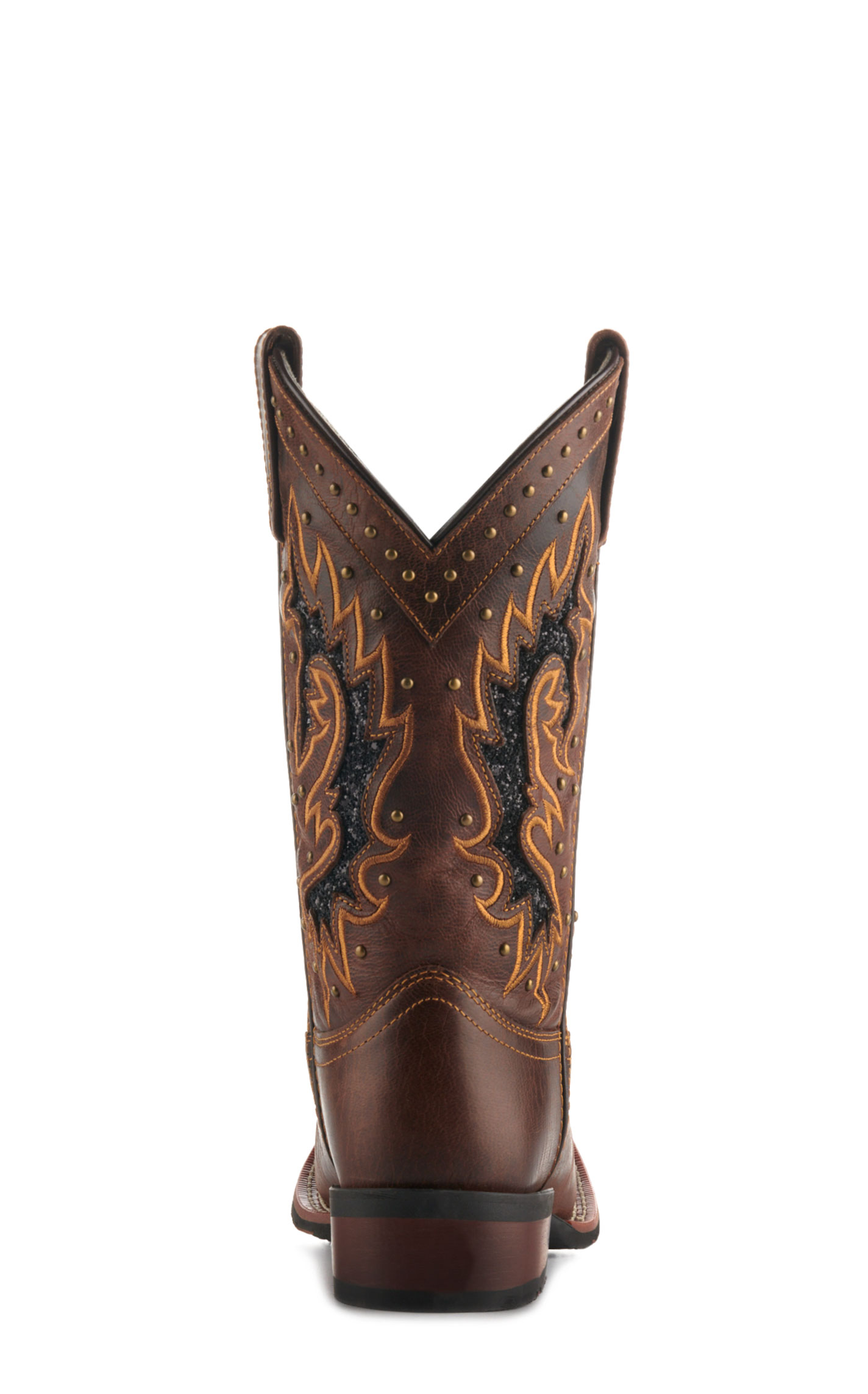 Laredo Women's Lockhart Brown with Black Glitter Inlay Square Toe Cowboy Boots - Image 1