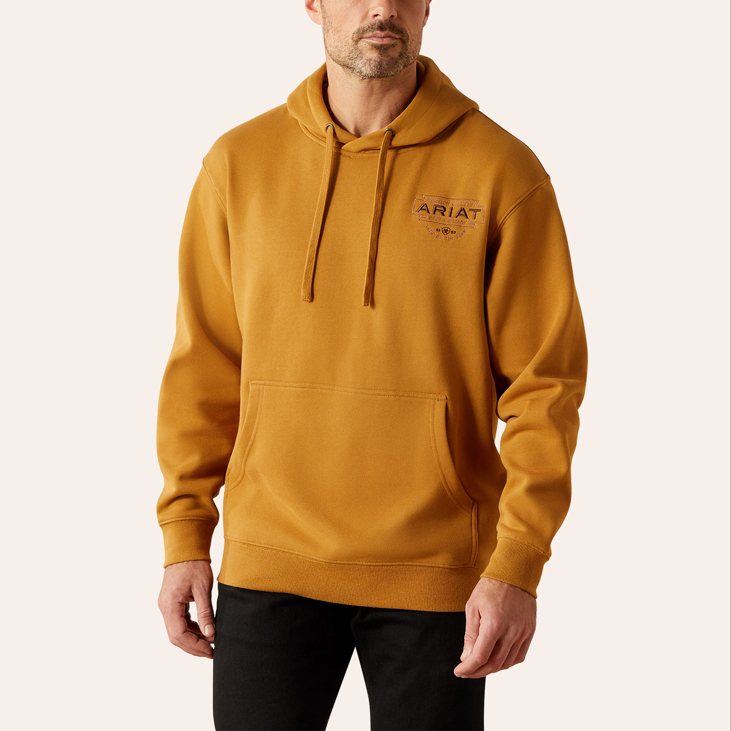Ariat Men's Southwest Simple Buckle Bone Brown Logo Hoodie - Image 1