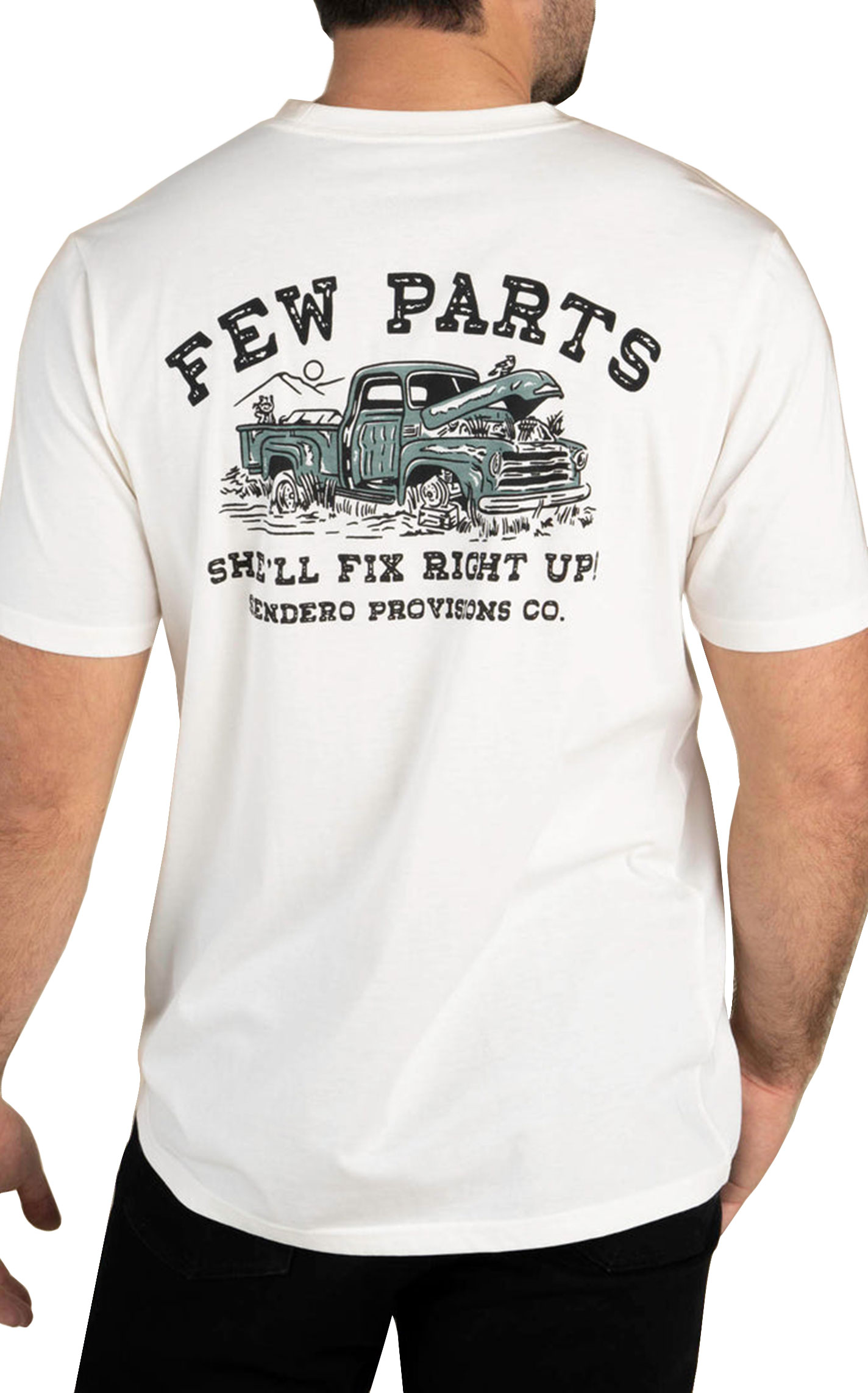 Sendero Provisions Co. Men's White Few Parts Truck Logo Graphic T-Shirt - Image 1