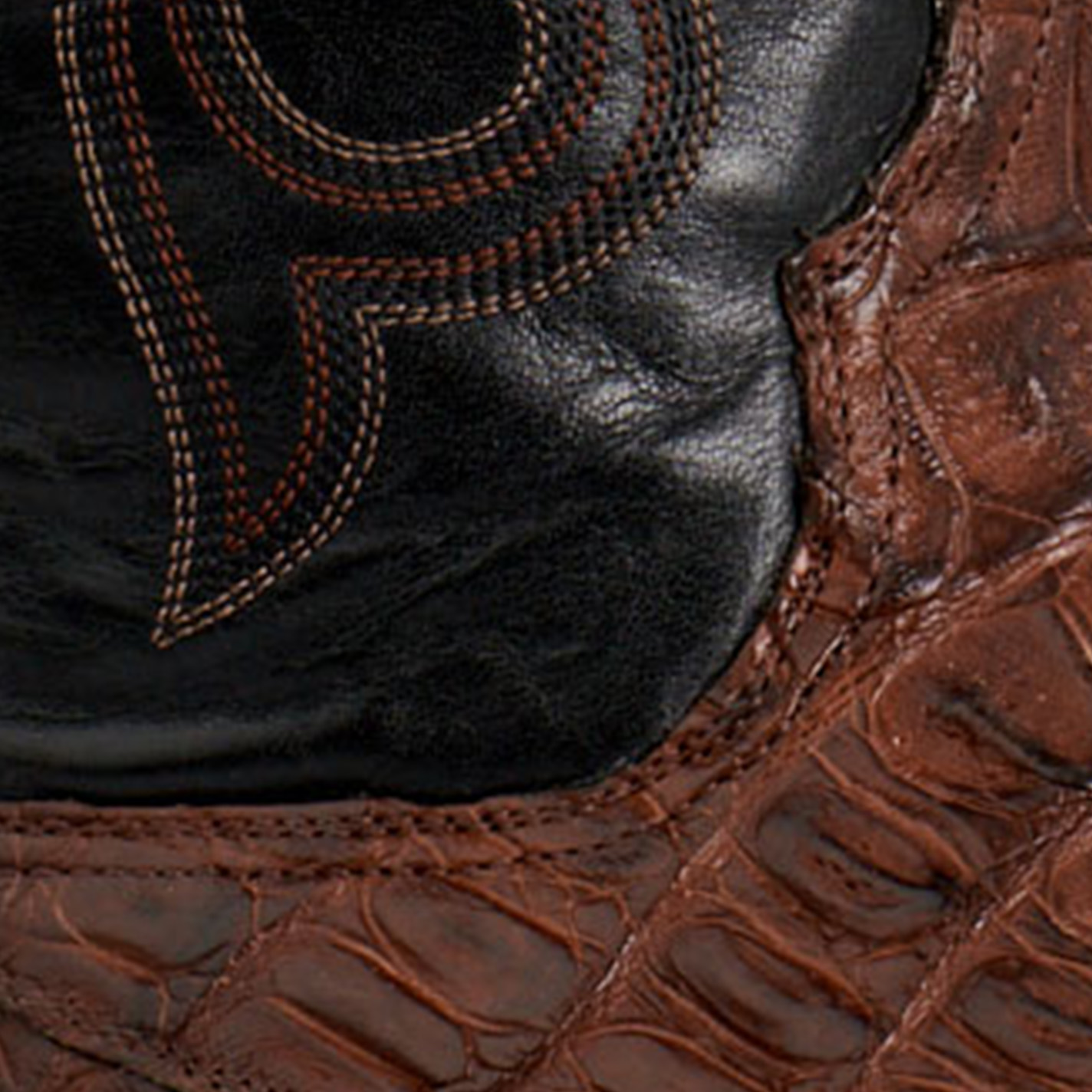 Lucchese Men's Burnt Umber Black Caiman Wide Square Toe Cowboy Boots - Image 1