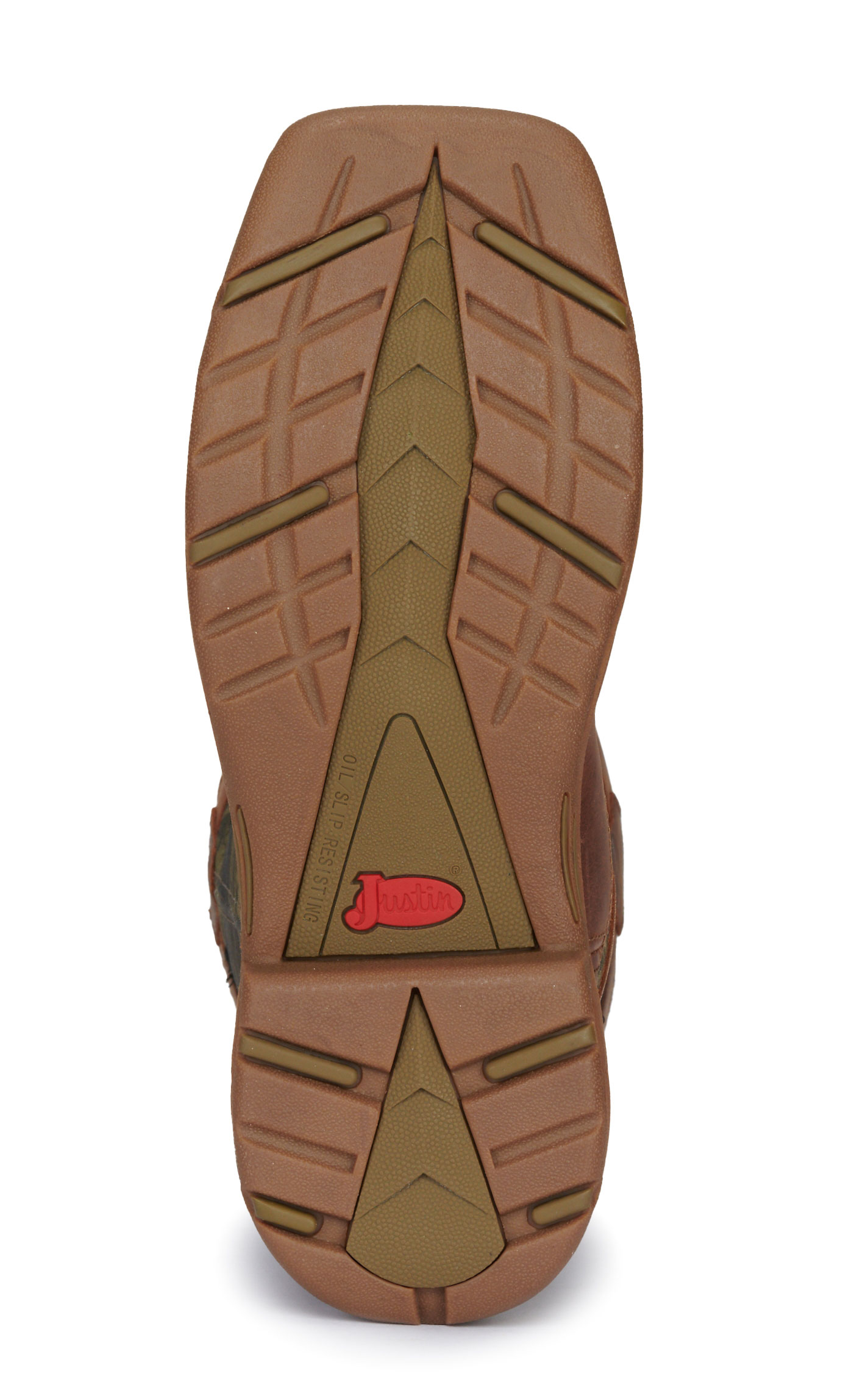 Justin Men's Strike Russet Brown and Camo EH Wide Square Toe Snake Boots - Image 1