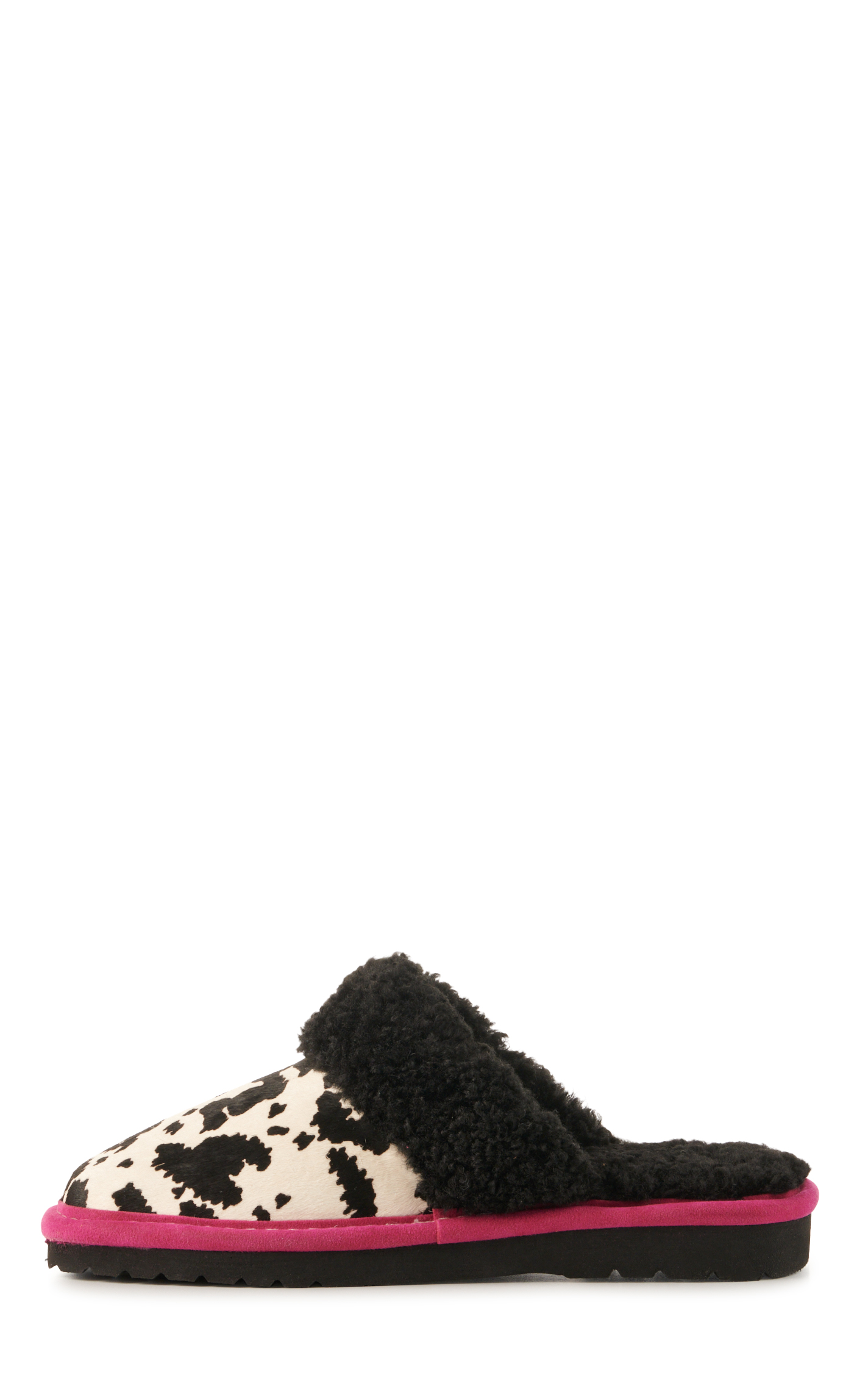 Ariat Women's Jackie White and Black Cow Print Hair Slippers - Image 1