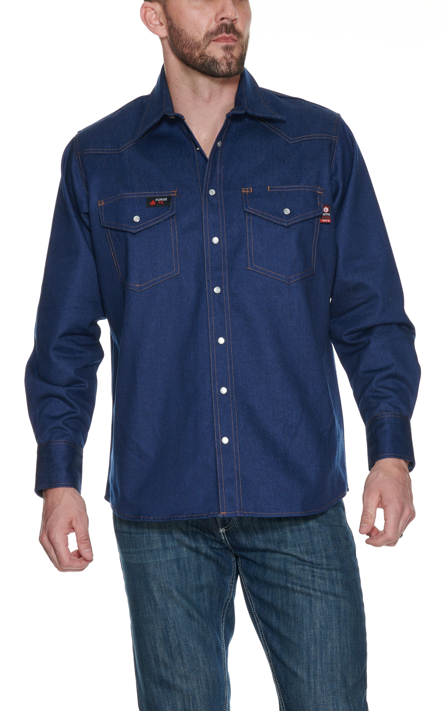 Forge Workwear FR Men's Denim Long Sleeve Work Shirt - Image 1