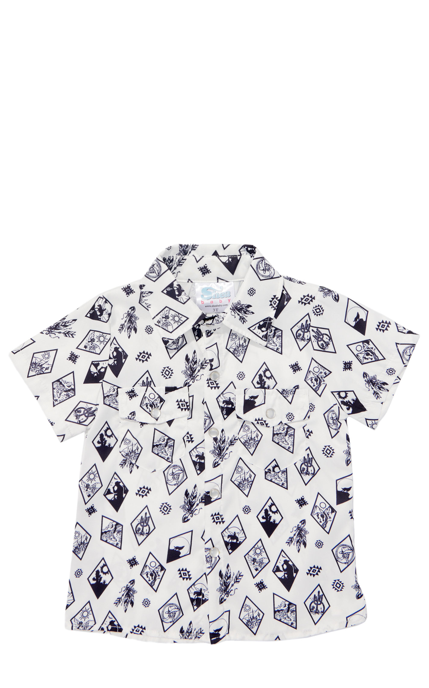 Shea Baby Toddler Boy's White Pearlized Snap Western Shirt - Image 1