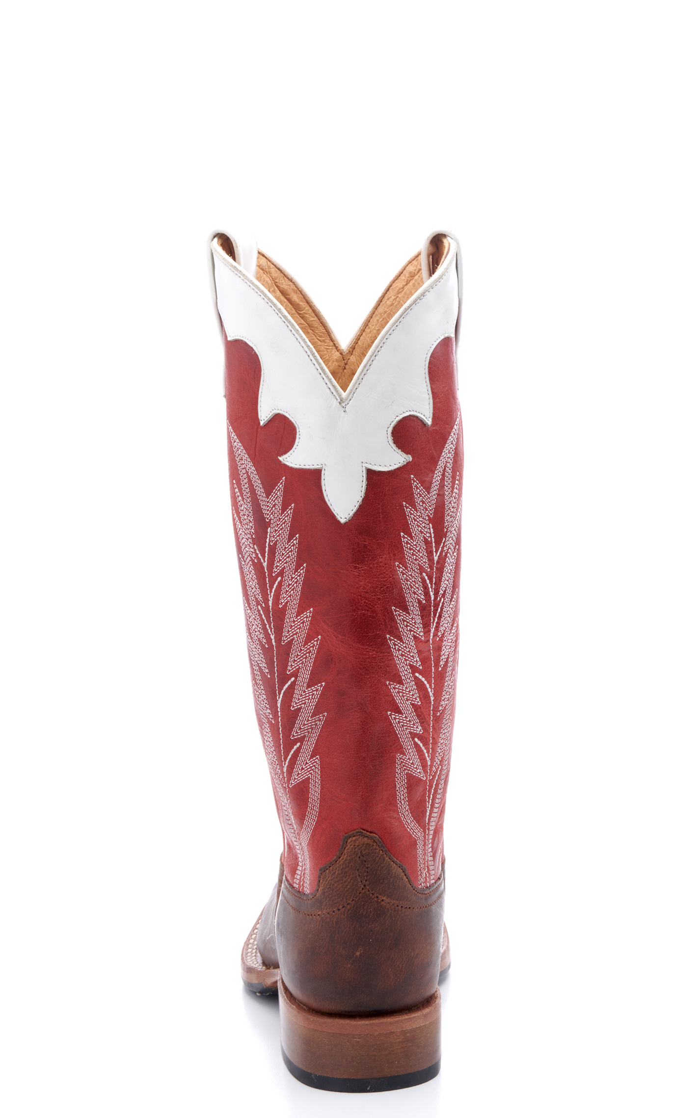 Anderson Bean Youth Brown and Red Square Toe  Tall Cowboy Boots - Image 1