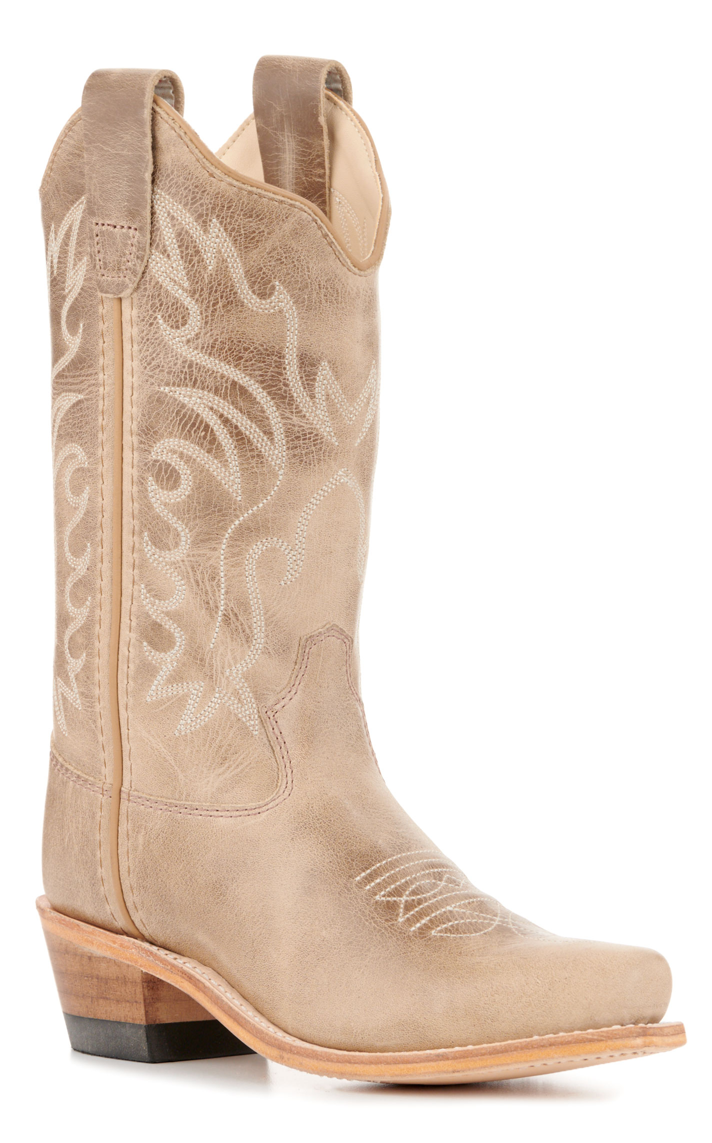 Old West Youth Khaki Tan Snip Toe Cowboy Boots - Image 1