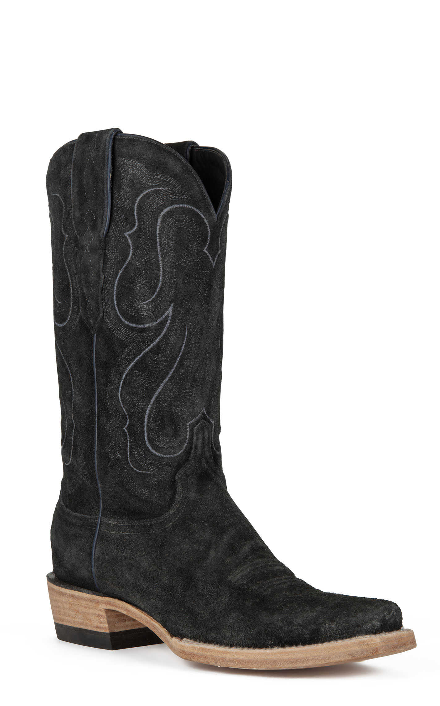 Resistol Men's Stonewash Black Suede Punchy Toe Cowboy Boots - Image 1