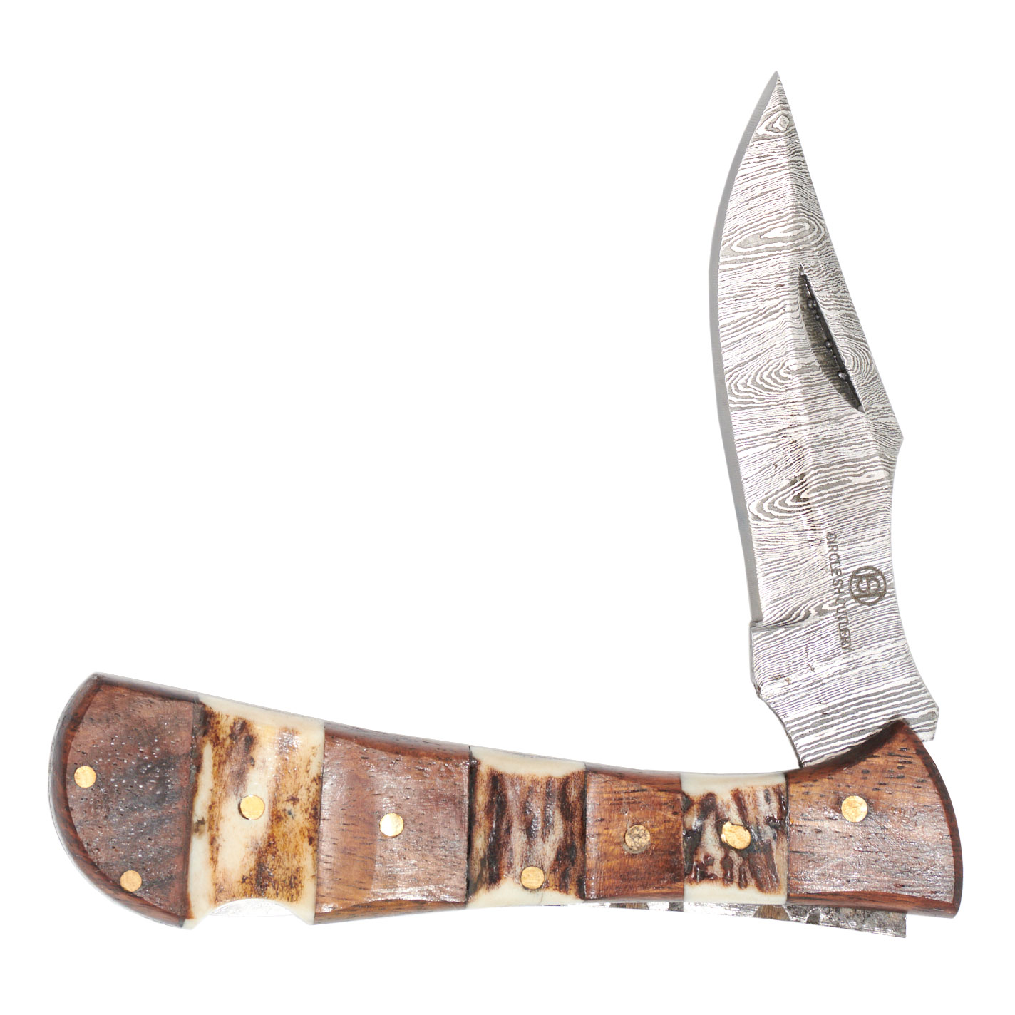 Circle SH Cutlery Stainless Steel Blade Stag & Wood Handle Folding Knife - Image 1