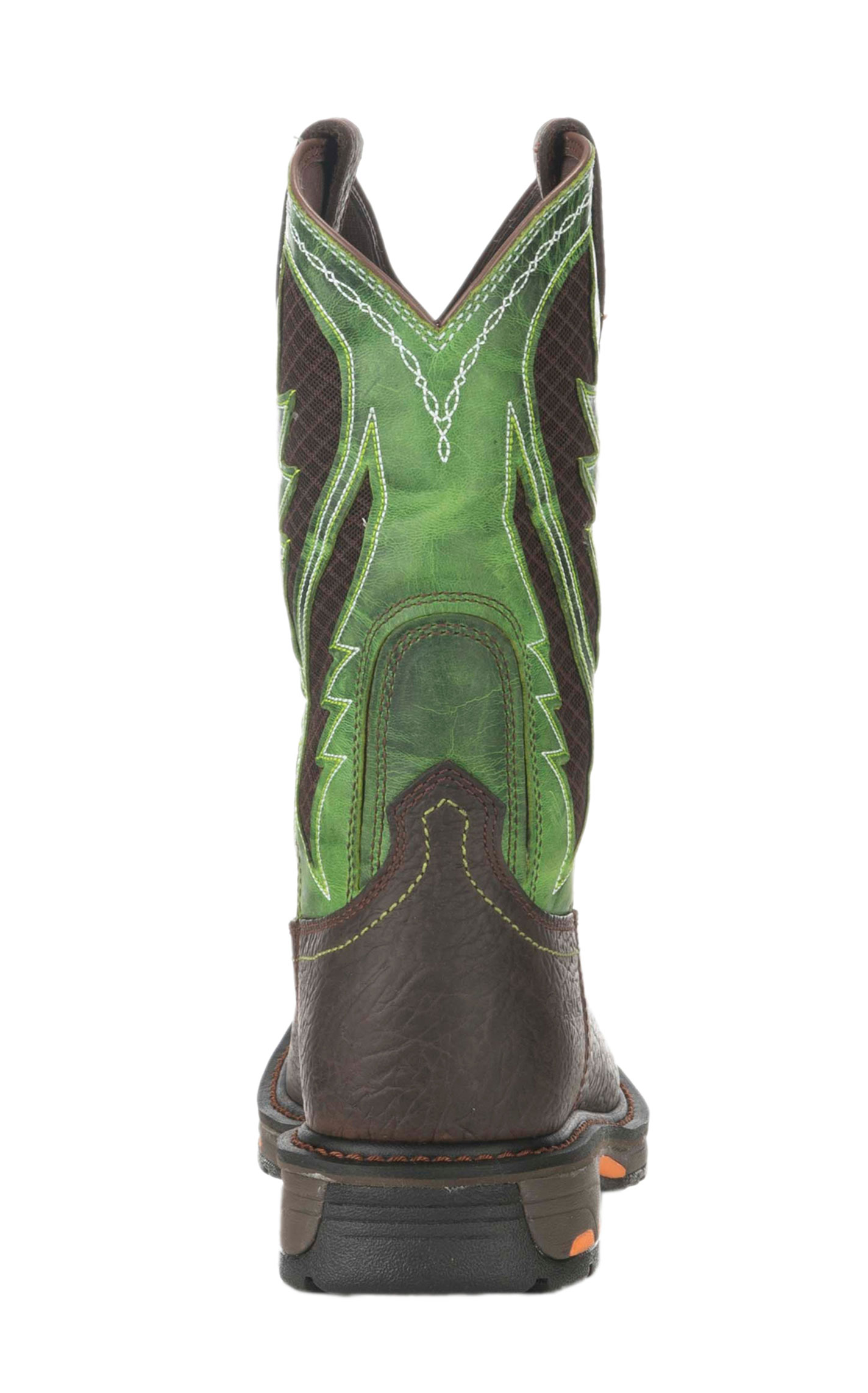 Ariat Men's WorkHog Brown and Lime VentTEK Wide Square Toe Work Boot - Image 1