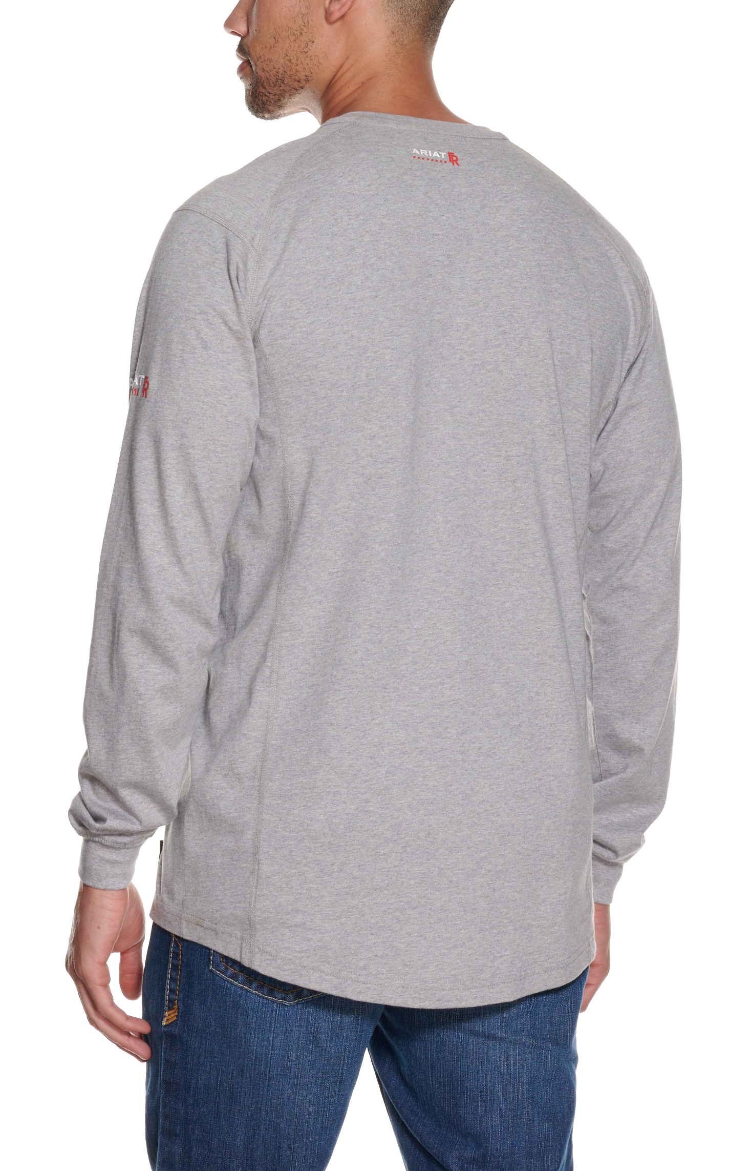Ariat Men's Silver Fox Heather Air Henley Long Sleeve FR Work Shirt - Big & Tall - Image 1