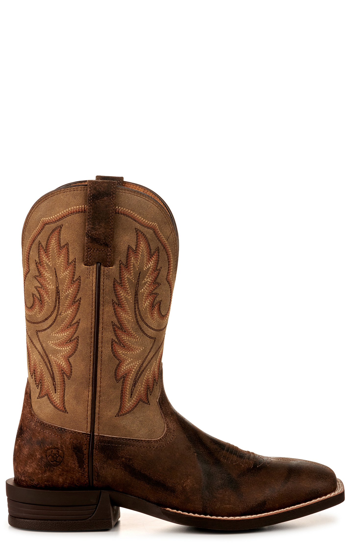 Ariat Men's Wilder Brown & Antique Gray Shock Shield Wide Square Toe Cowboy Boots - Image 1