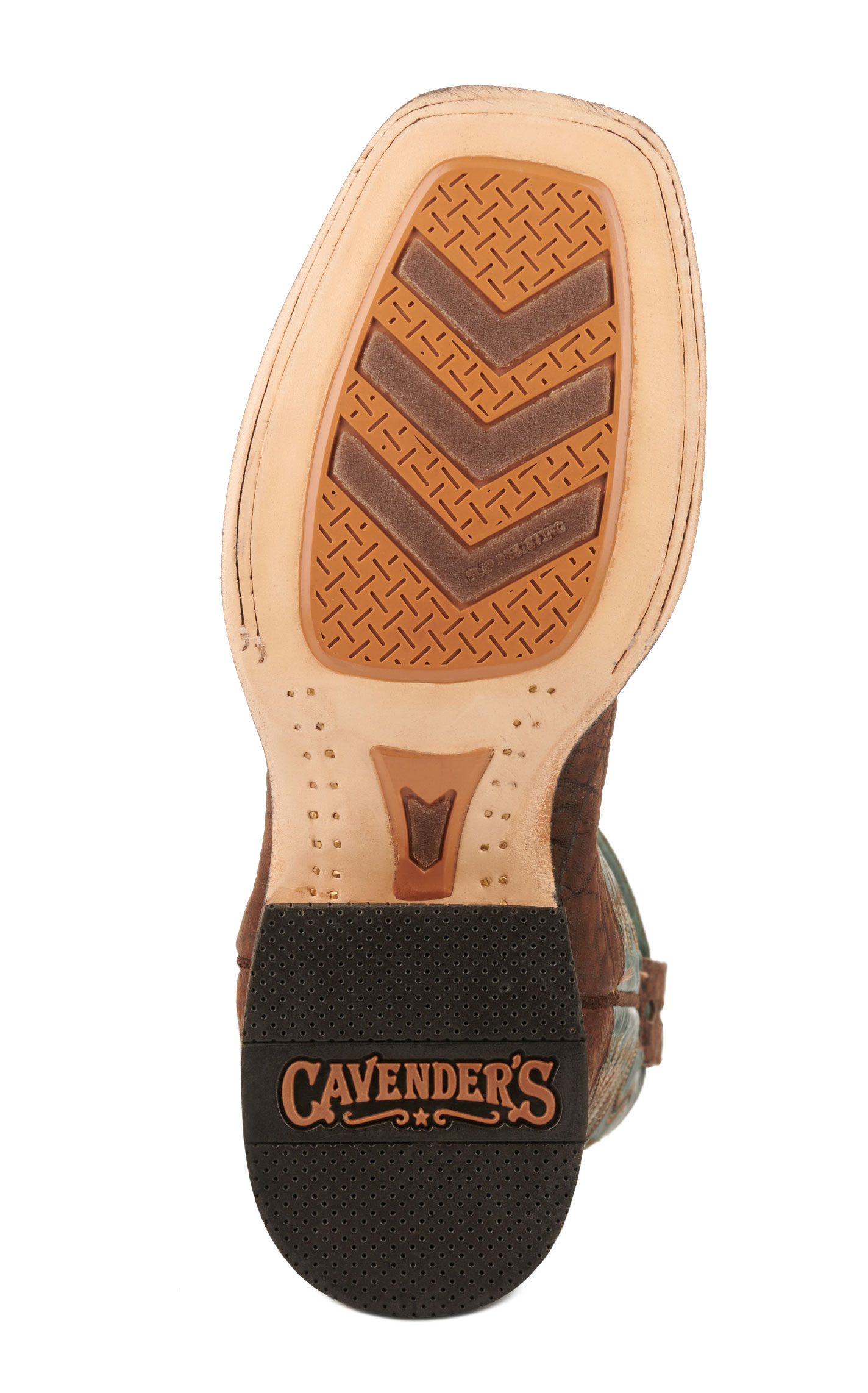 Cavender's Men's Endurance Teal and Chocolate Elephant Wide Square Toe Exotic Cowboy Boots - Image 1