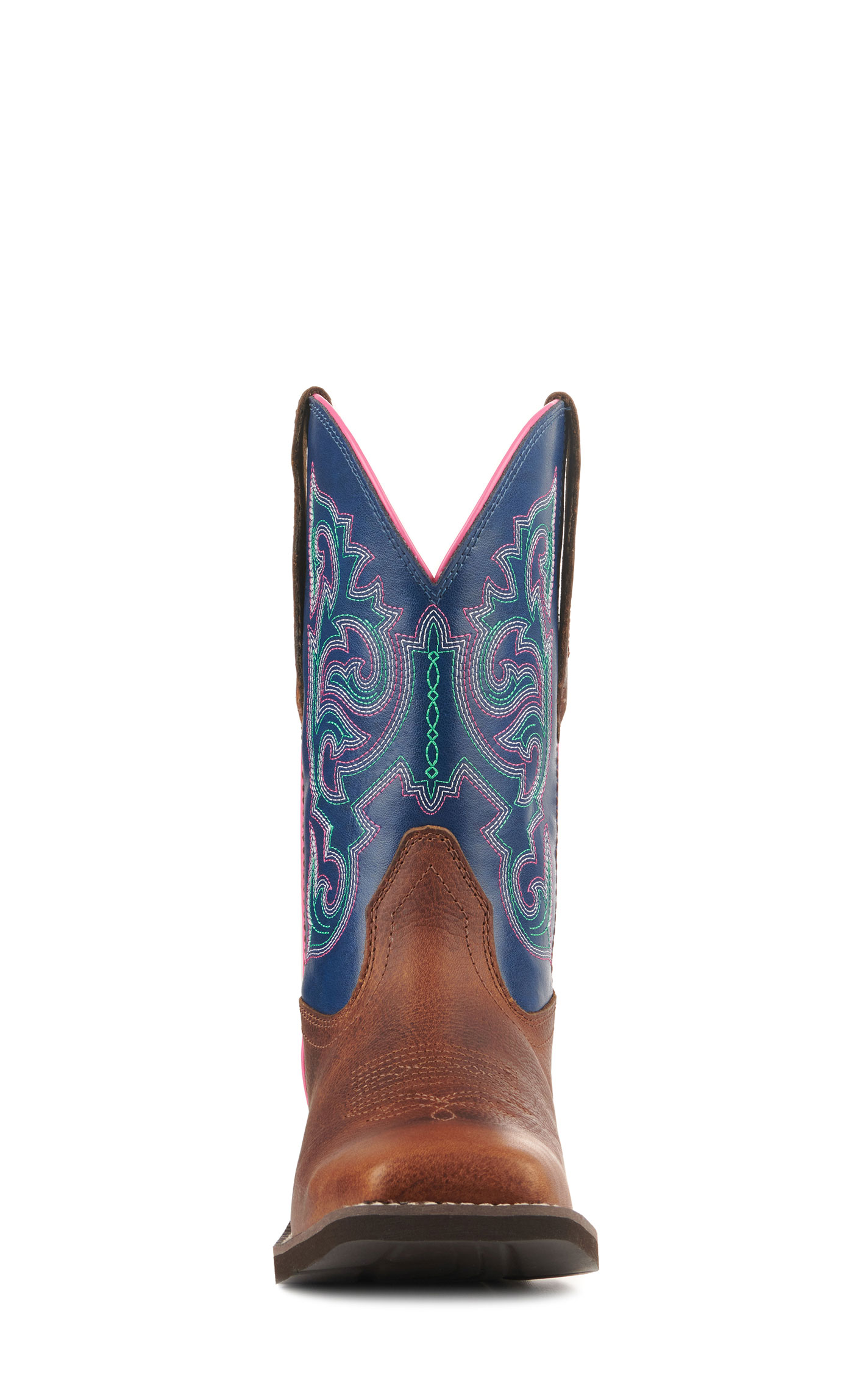 Ariat Women's Delilah Medium Brown and Blue StretchFit Wide Calf Wide Square Toe Cowboy Boots - Image 1