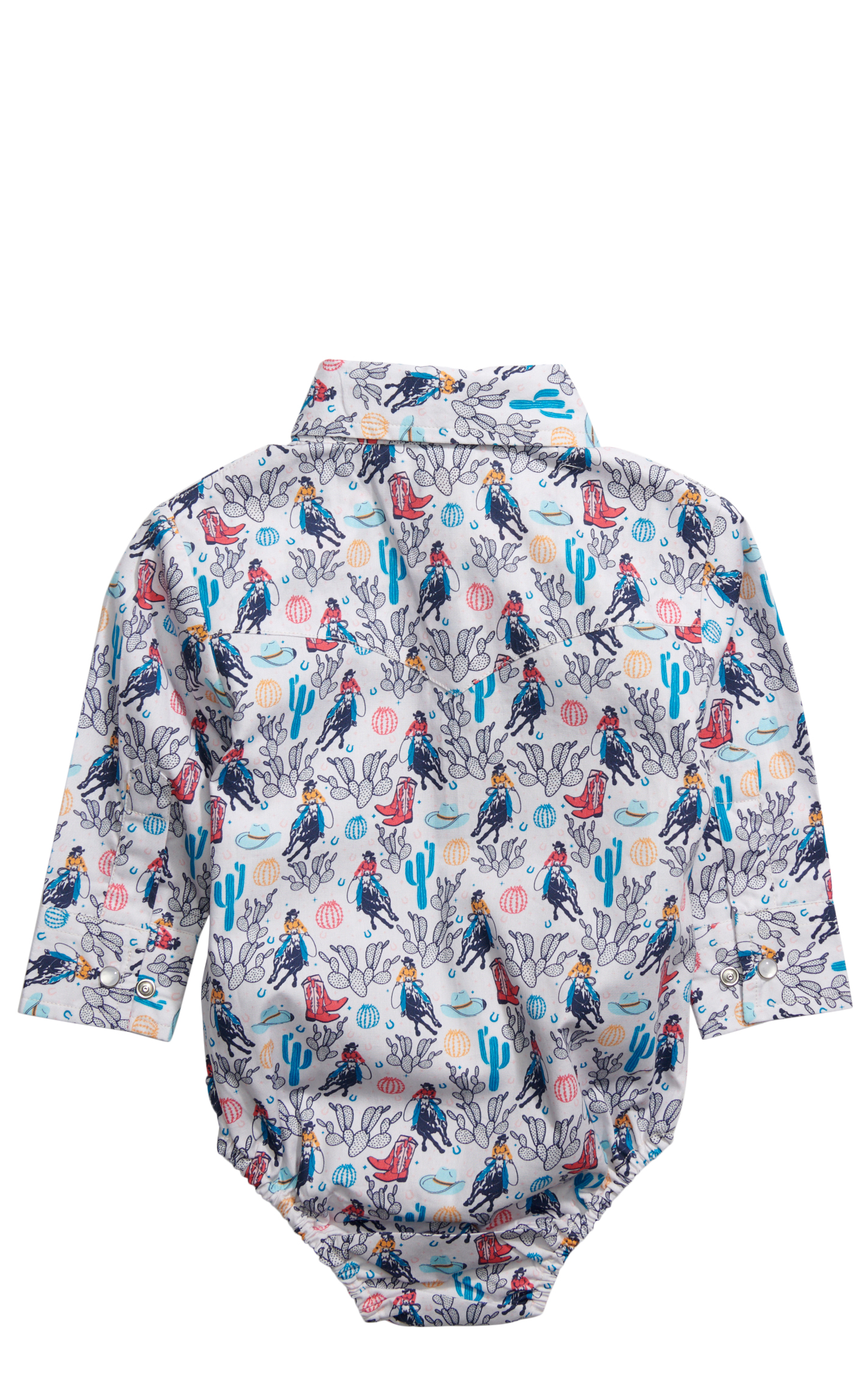 Rockin C Girl's White Classic Horse & Cactus Western Print Onesie  - Image 1