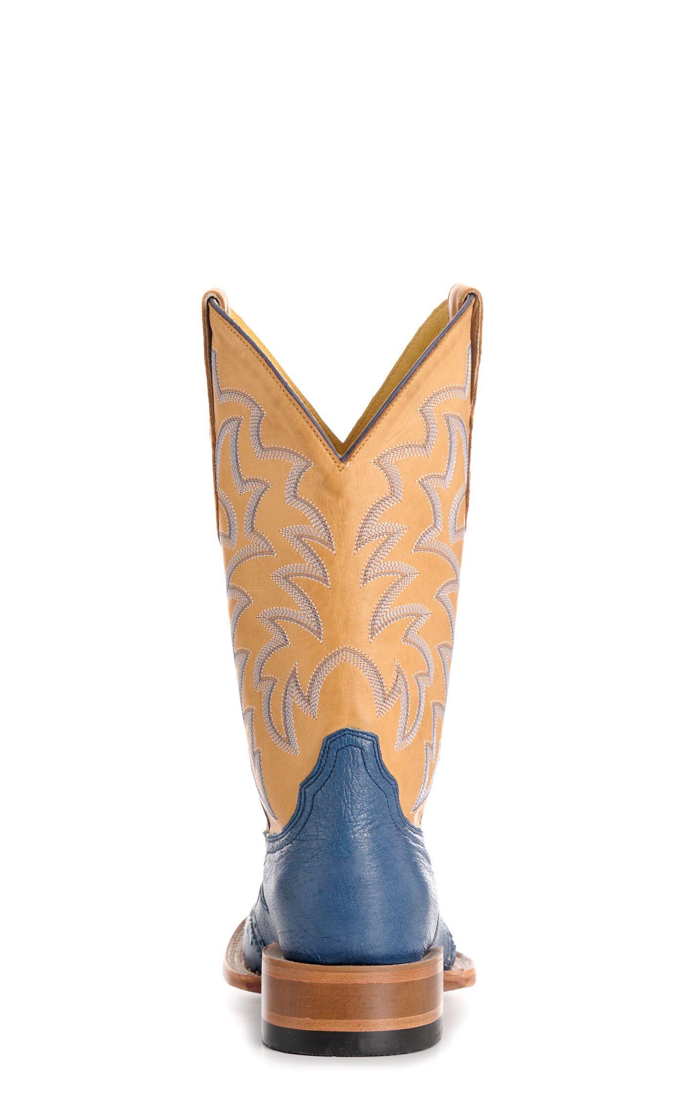 Cavender's Women's Blue Ostrich & Honey Wide Square Toe Cowboy Boots - Image 1