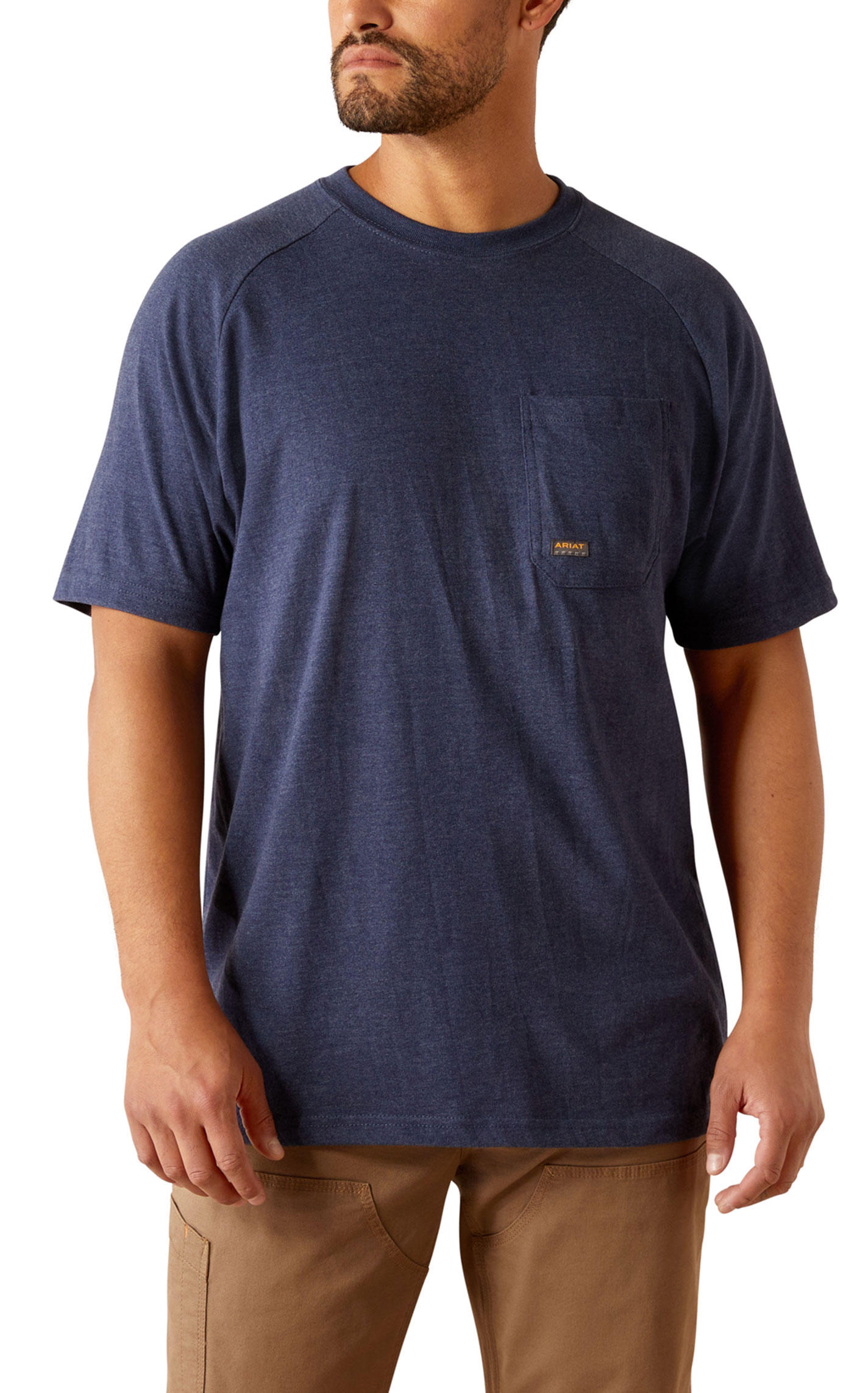 Ariat Rebar Men's Navy Heather Logo Graphic Work T-Shirt - Image 4