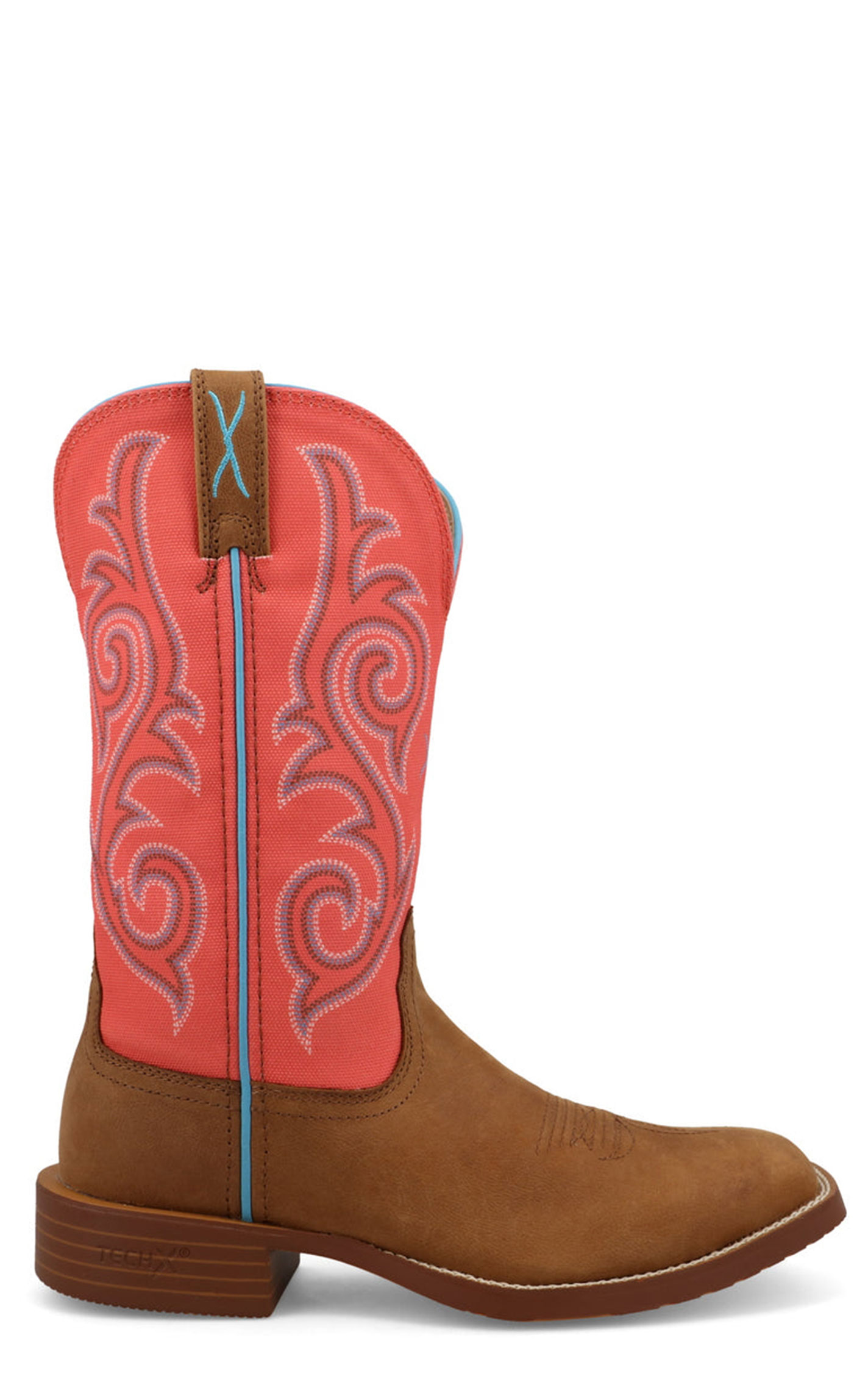 Twisted X Women's Tech X Distressed Saddle and Salmon CellStretch Wide Square Toe Cowboy Boots - Image 5