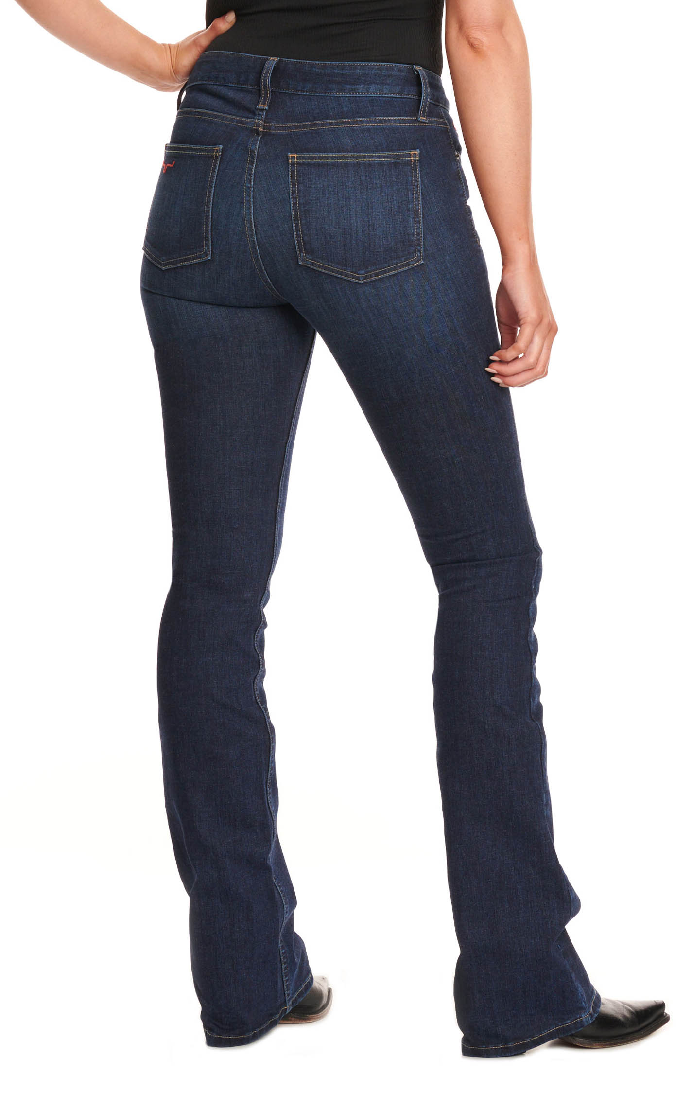 Kimes Ranch Women's Chloe Dark Wash Mid Rise Fitted Thigh Boot Cut Jeans - Image 1