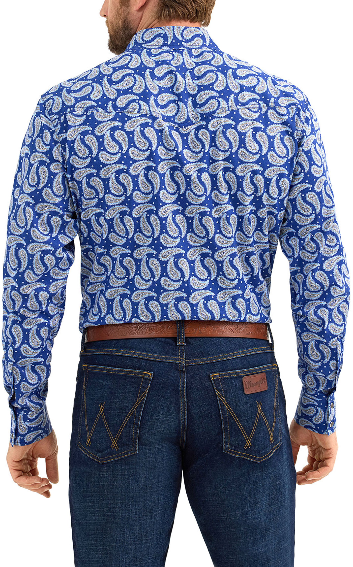 Wrangler Men's 20X Royal Blue Paisley Western Shirt - Image 1