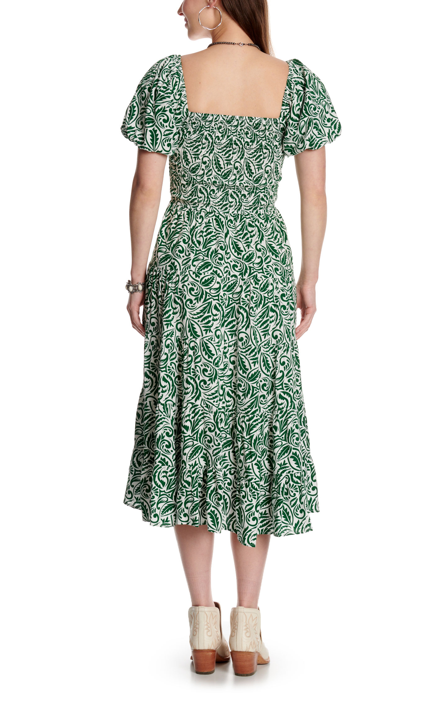 HYFVE Women's White & Green Paisley Print Maxi Dress - Image 2