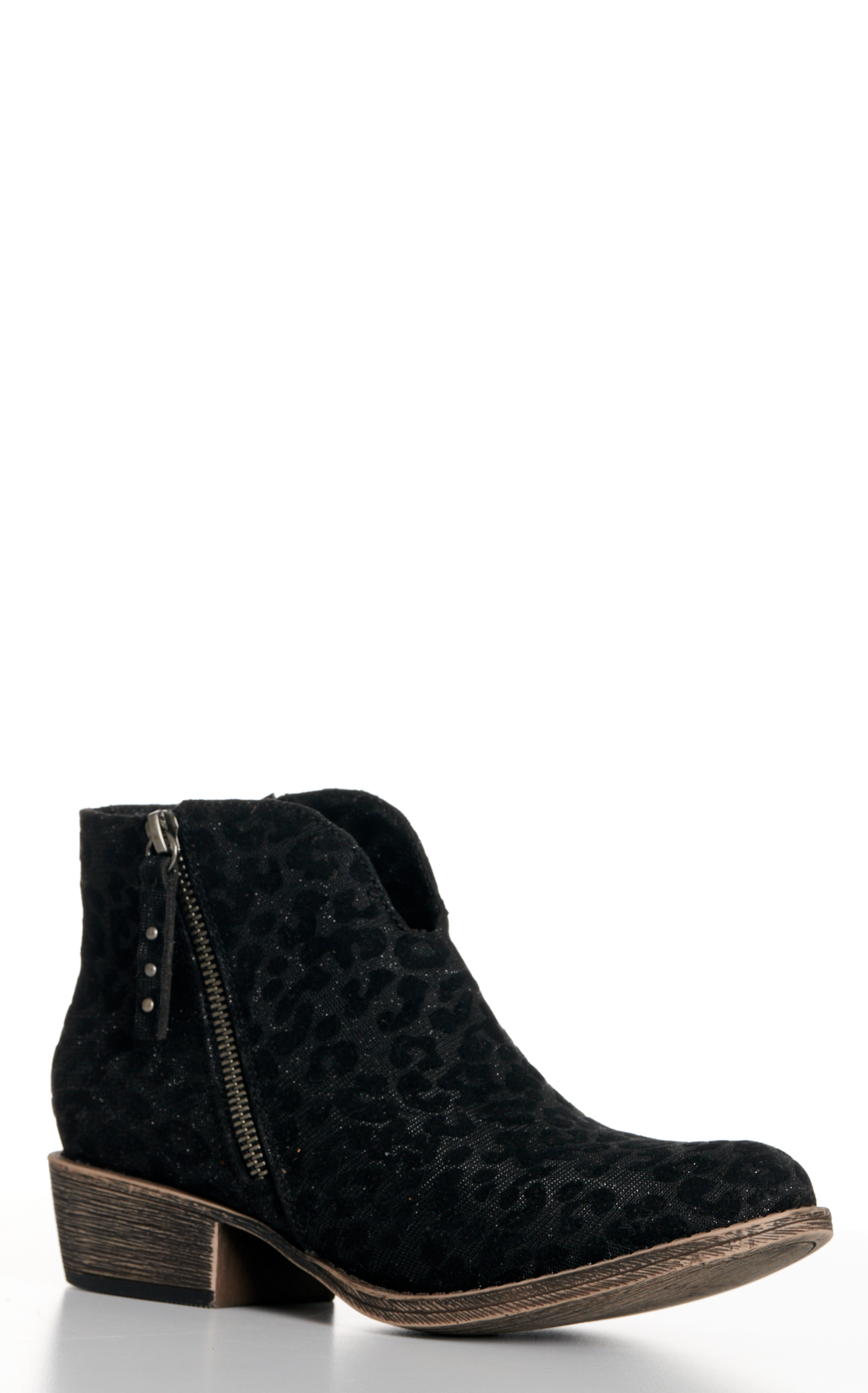 Very G Women's Charming Black Leopard Round Toe Booties - Image 1