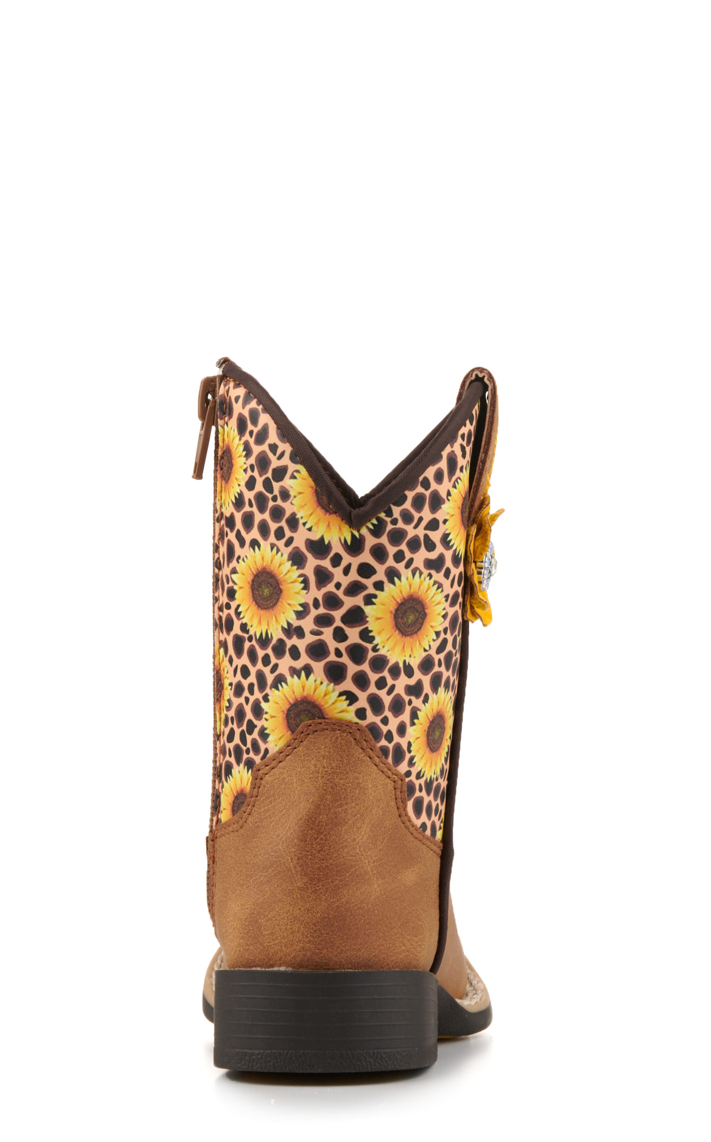 Twister Toddler Sunnie Tan and Cheetah Sunflowers Square Toe Cowboy Boots - Image 1