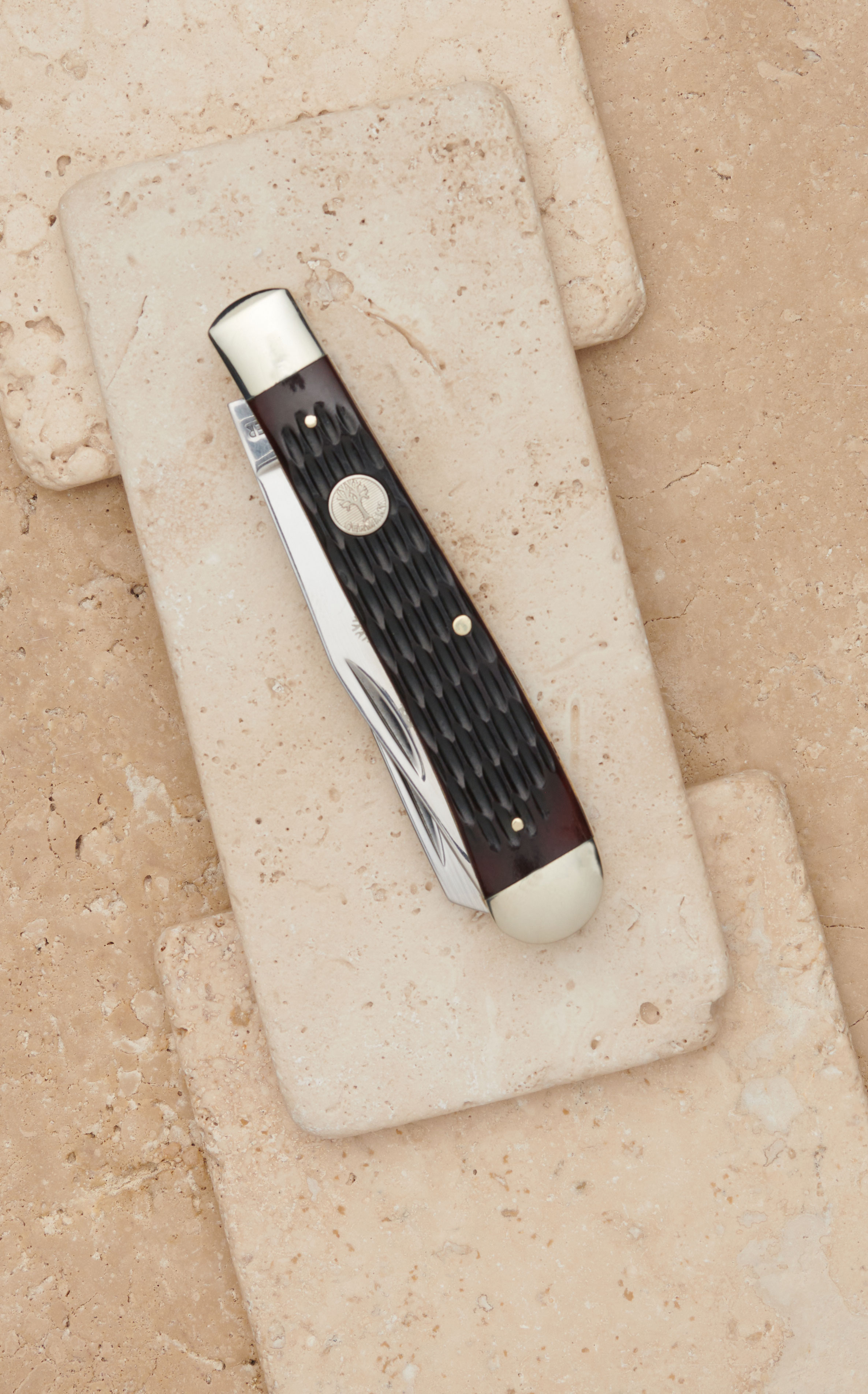 Tree Brand by Boker Traditional Series Dark Brown Bone Handle Trapper Pocket Knife - Image 1