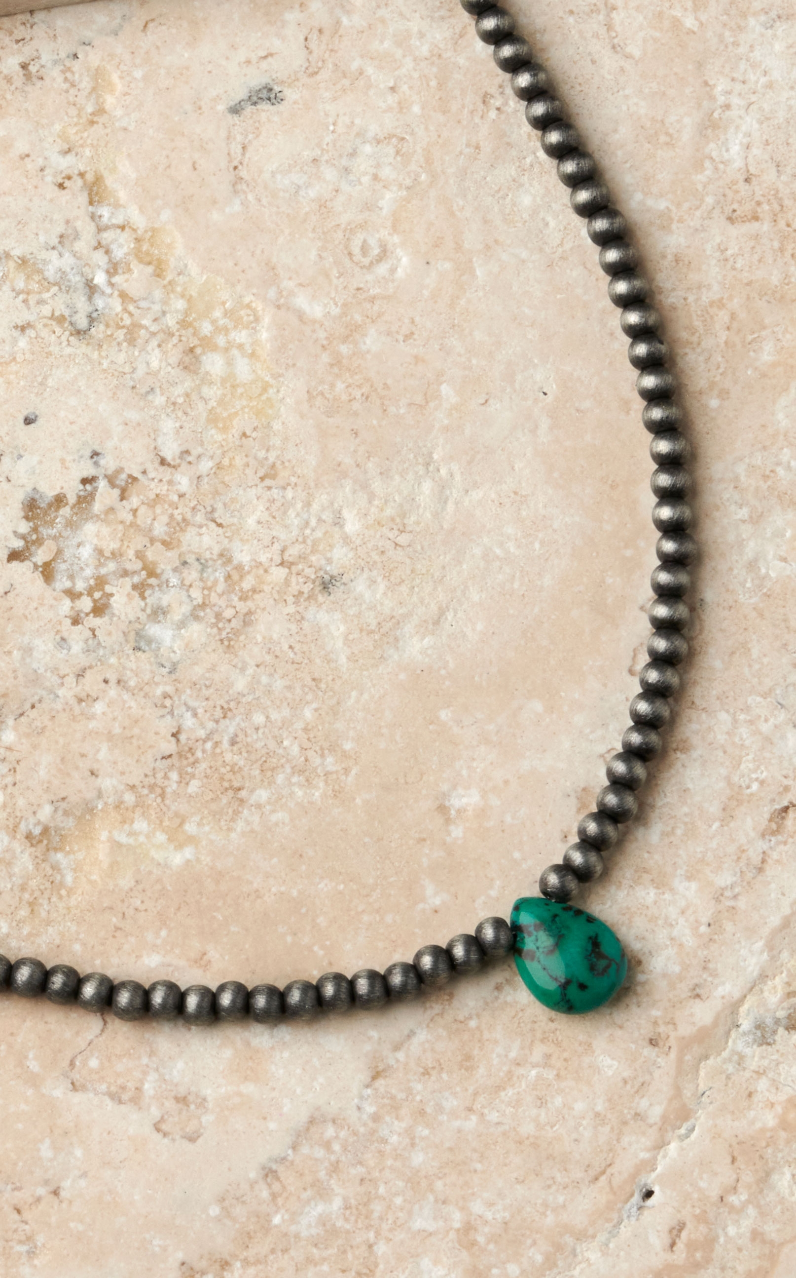 Rockin' C Women's Copper Navajo Pearls with Turquoise Teardrop Pendant Choker Necklace - Image 1