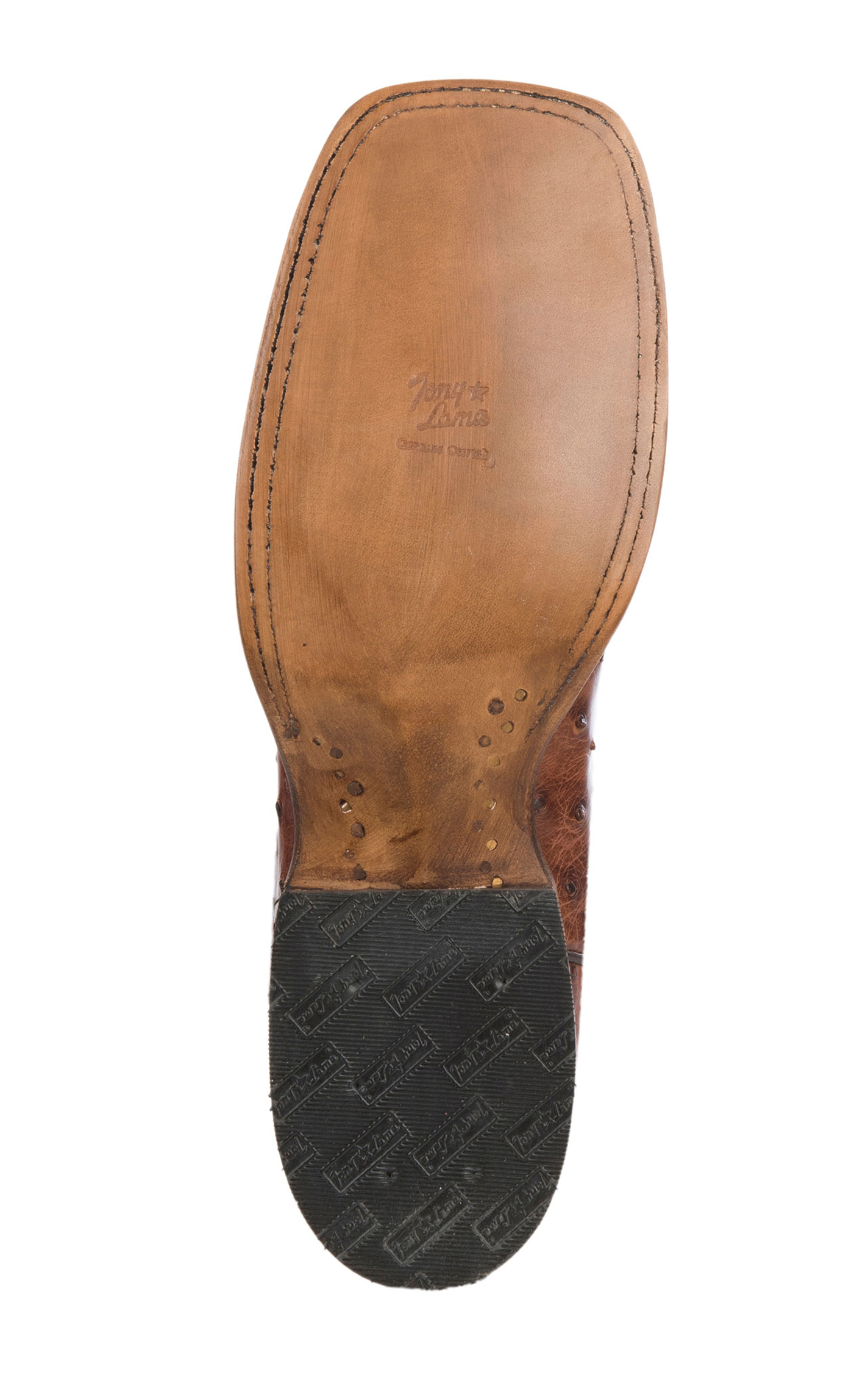 Tony Lama Men's Tan and Brandy Full Quill Ostrich Wide Square Toe Exotic Cowboy Boot - Cavender's Exclusive - Image 1