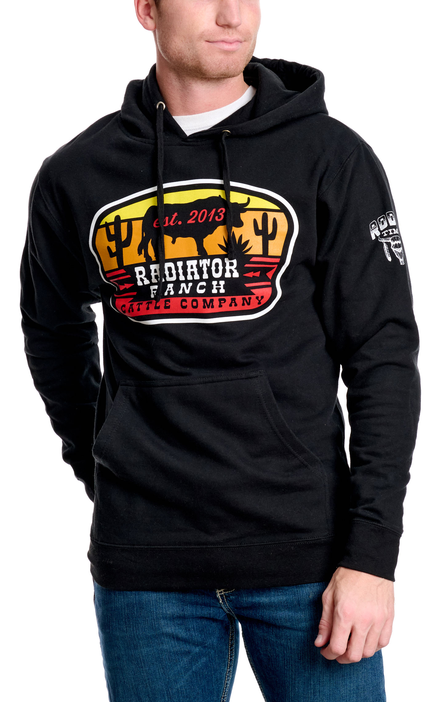 Rodeo Time Dale Brisby Black Radiator Ranch Logo Graphic Hoodie - Image 1